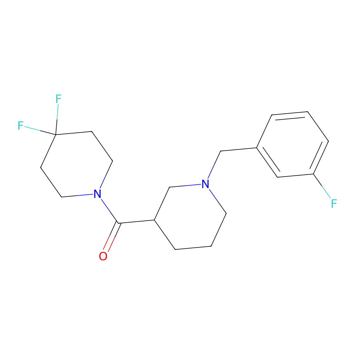 (4,4-Difluoropiperidin-1-yl)-[1-[(3-fluorophenyl)methyl]piperidin-3-yl]methanon molecular structure, CAS 2770622-86-9