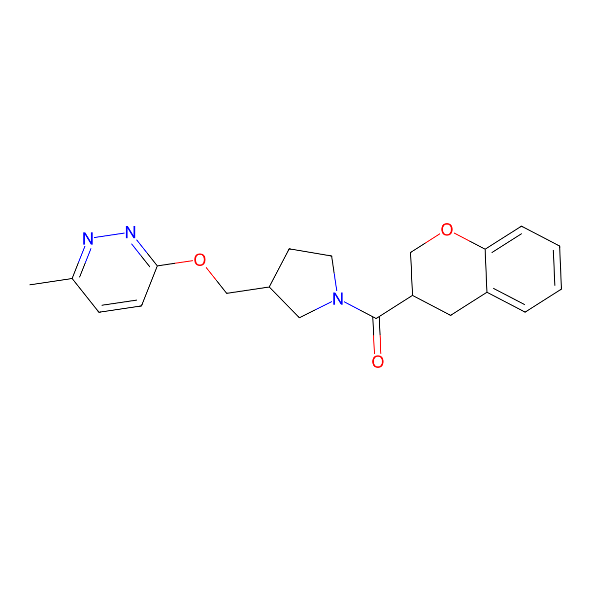 3-{[1-(3,4-dihydro-2H-1-benzopyran-3-carbonyl)pyrrolidin-3-yl]methoxy}-6-methylpyridazine molecular structure, CAS 2770622-87-0
