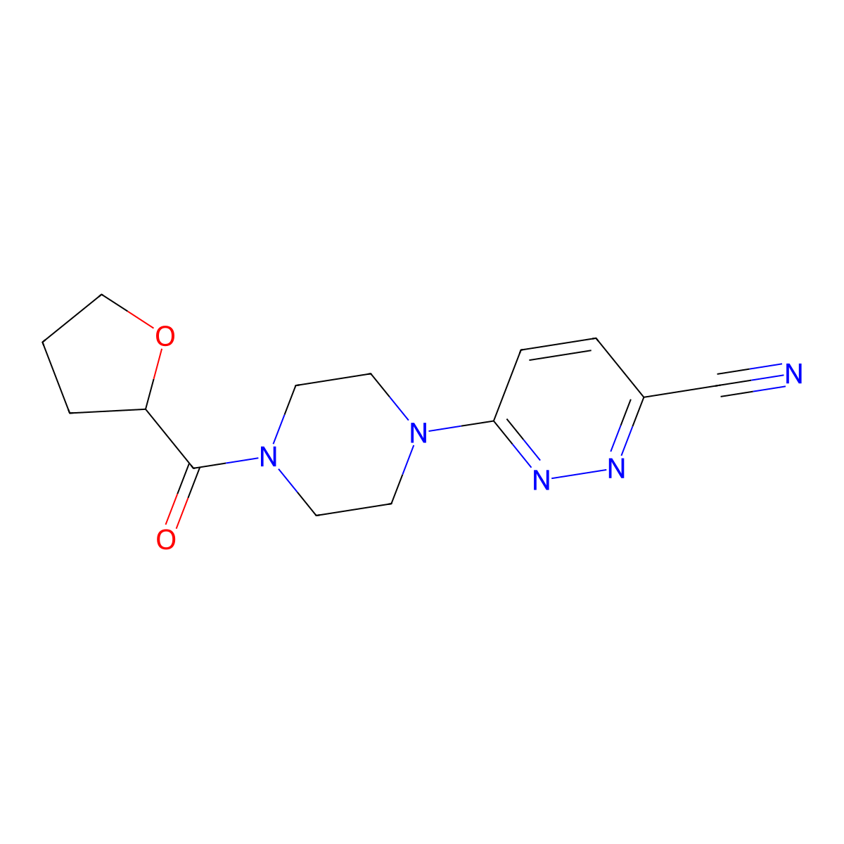 6-[4-(Oxolane-2-carbonyl)piperazin-1-yl]pyridazine-3-carbonitrile molecular structure, CAS 2770622-90-5