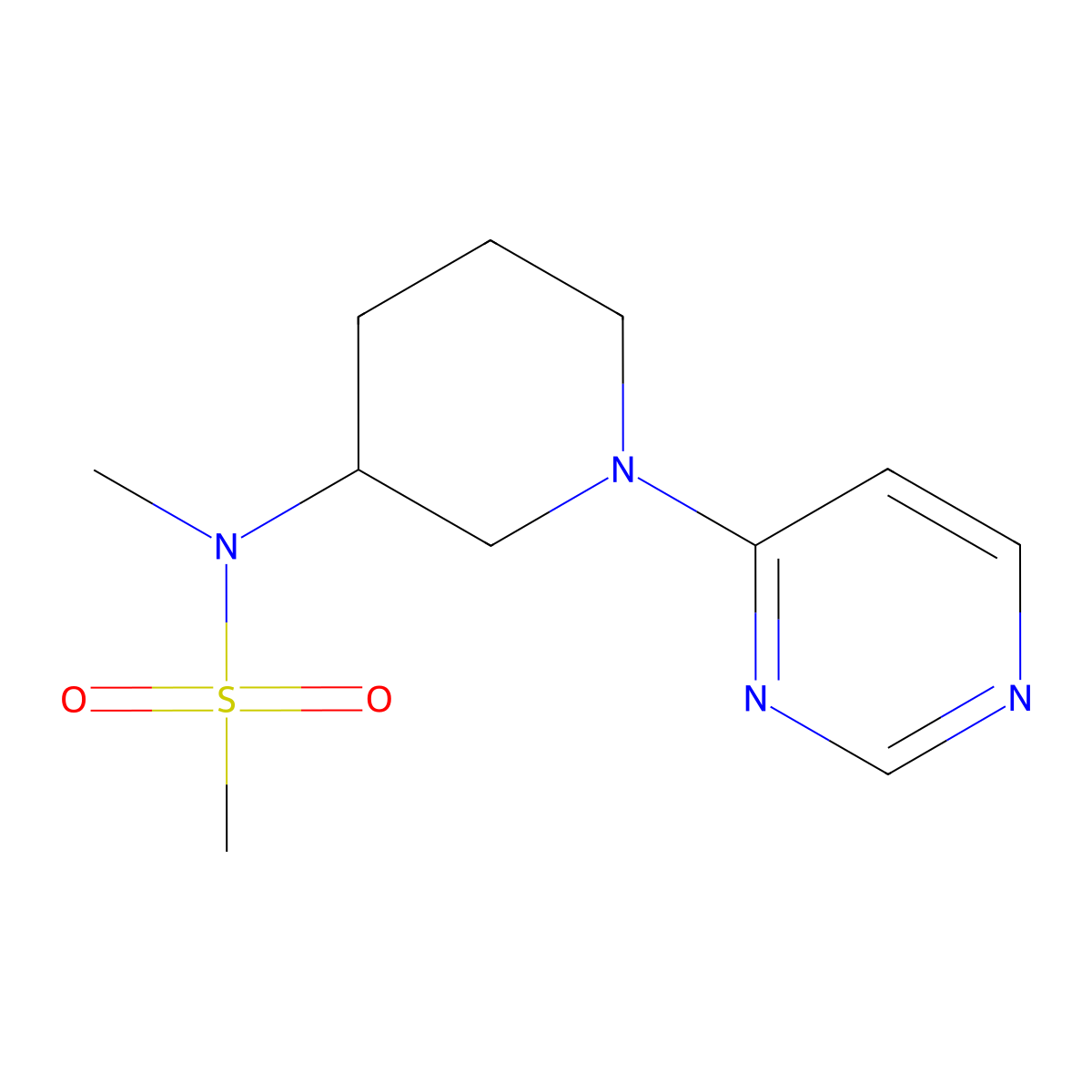 N-methyl-N-[1-(pyrimidin-4-yl)piperidin-3-yl]methanesulfonamide molecular structure, CAS 2770622-91-6