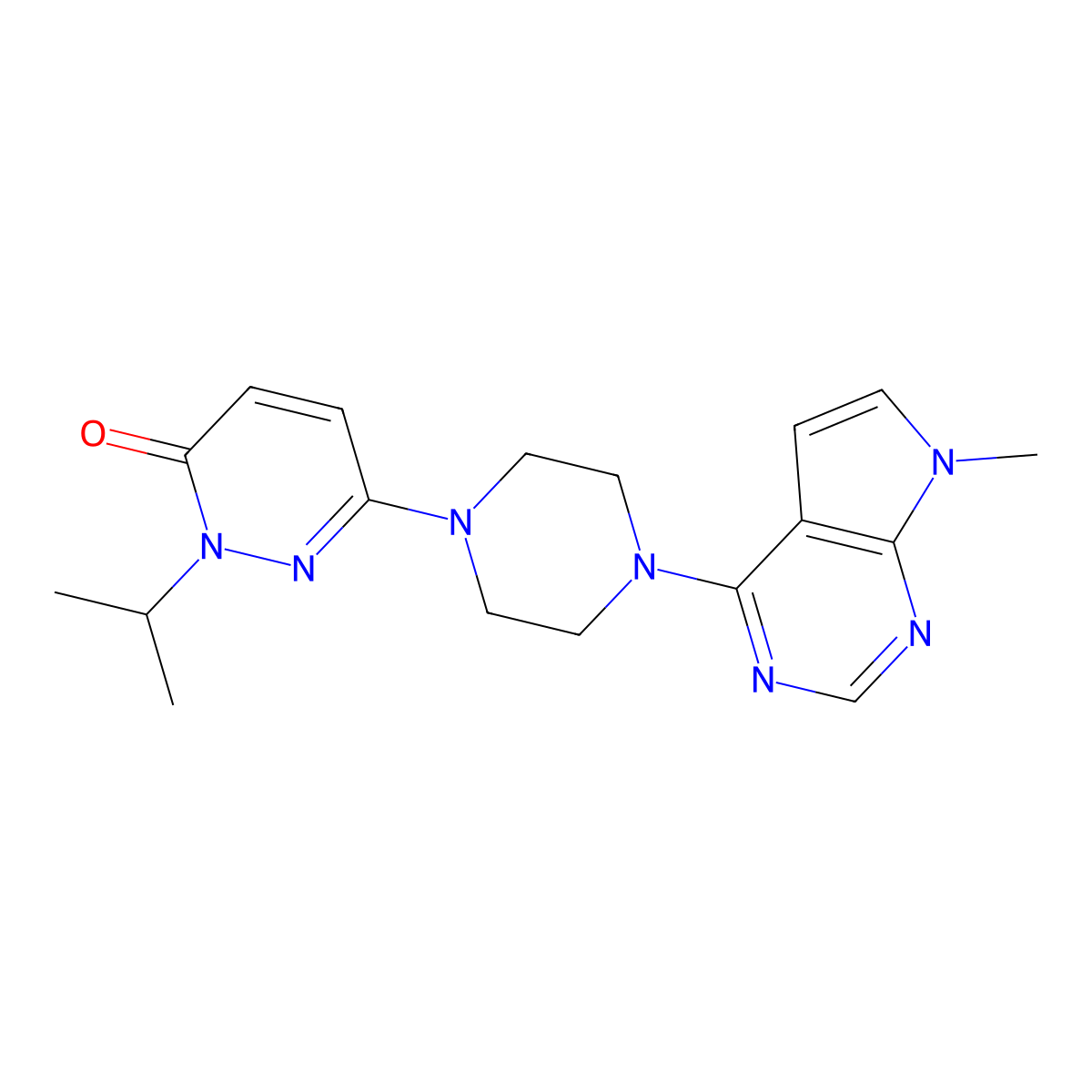 6-(4-{7-methyl-7H-pyrrolo[2,3-d]pyrimidin-4-yl}piperazin-1-yl)-2-(propan-2-yl)-2,3-dihydropyridazin-3-one molecular structure, CAS 2770622-93-8