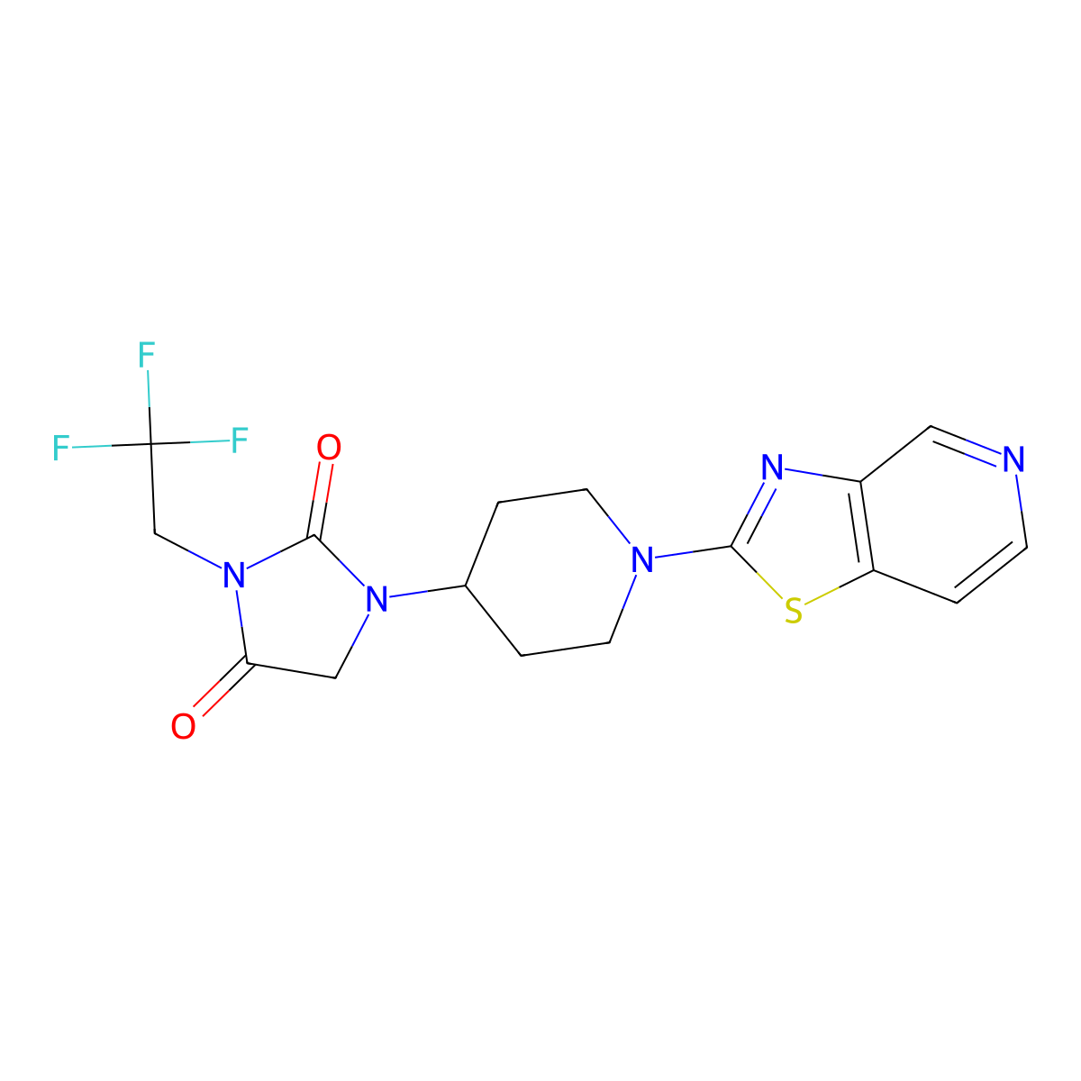1-(1-{[1,3]Thiazolo[4,5-c]pyridin-2-yl}piperidin-4-yl)-3-(2,2,2-trifluoroethyl)imidazolidine-2,4-dione molecular structure, CAS 2770622-98-3