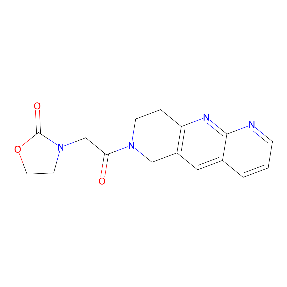 3-(2-oxo-2-{6H,7H,8H,9H-pyrido[2,3-b]1,6-naphthyridin-7-yl}ethyl)-1,3-oxazolidin-2-one molecular structure, CAS 2770623-00-0