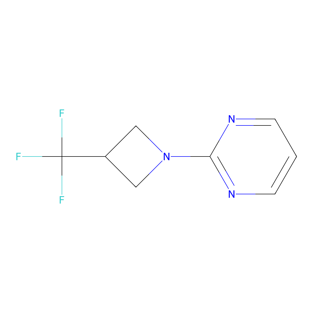 2-[3-(Trifluoromethyl)azetidin-1-yl]pyrimidine molecular structure, CAS 2770623-12-4