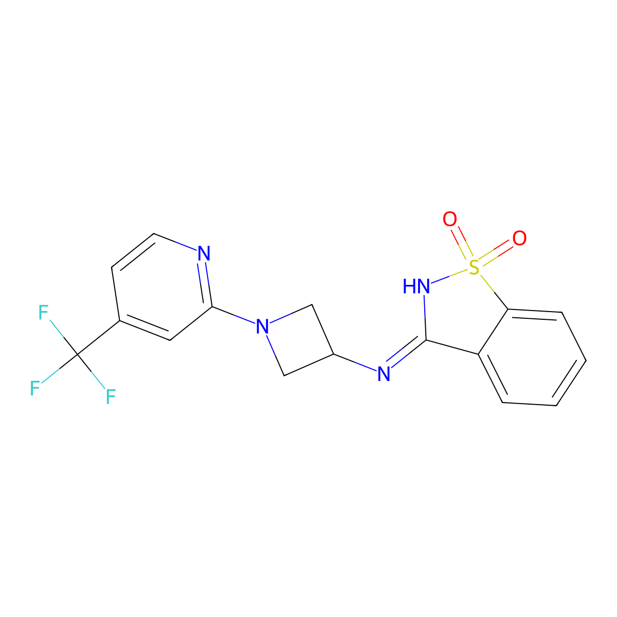 1,1-dioxo-N-[1-[4-(trifluoromethyl)-2-pyridinyl]azetidin-3-yl]-1,2-benzothiazol-3-imine molecular structure, CAS 2770623-16-8