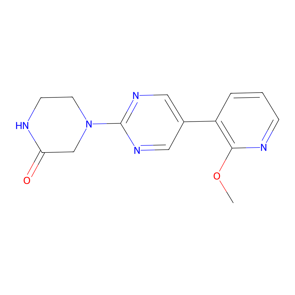 4-[5-(2-Methoxypyridin-3-yl)pyrimidin-2-yl]piperazin-2-one molecular structure, CAS 2770623-23-7