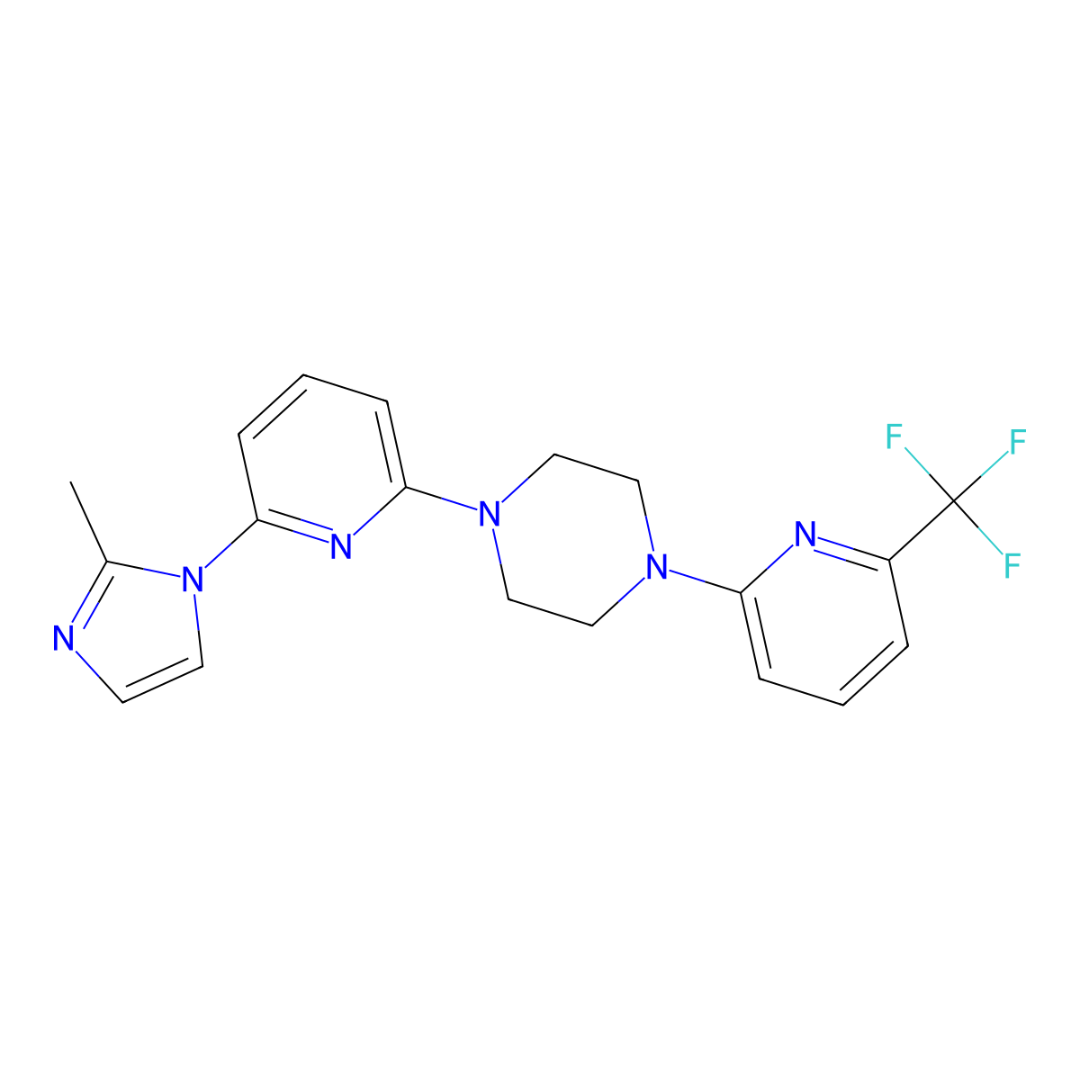 1-[6-(2-methyl-1H-imidazol-1-yl)pyridin-2-yl]-4-[6-(trifluoromethyl)pyridin-2-yl]piperazine molecular structure, CAS 2770623-26-0