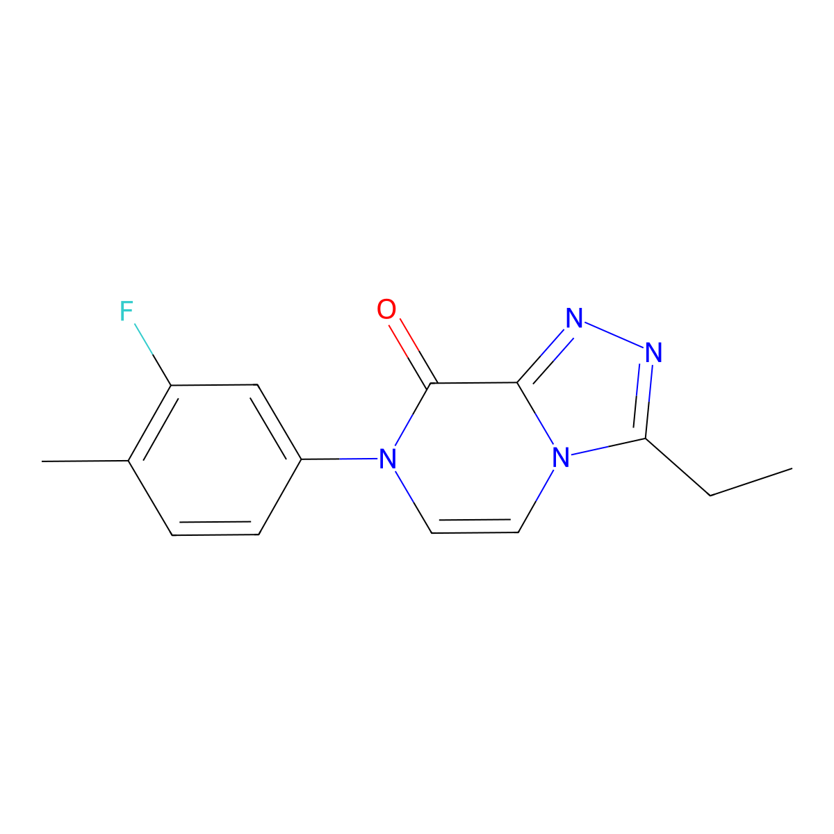 3-ethyl-7-(3-fluoro-4-methylphenyl)-7H,8H-[1,2,4]triazolo[4,3-a]pyrazin-8-one molecular structure, CAS 2770623-36-2