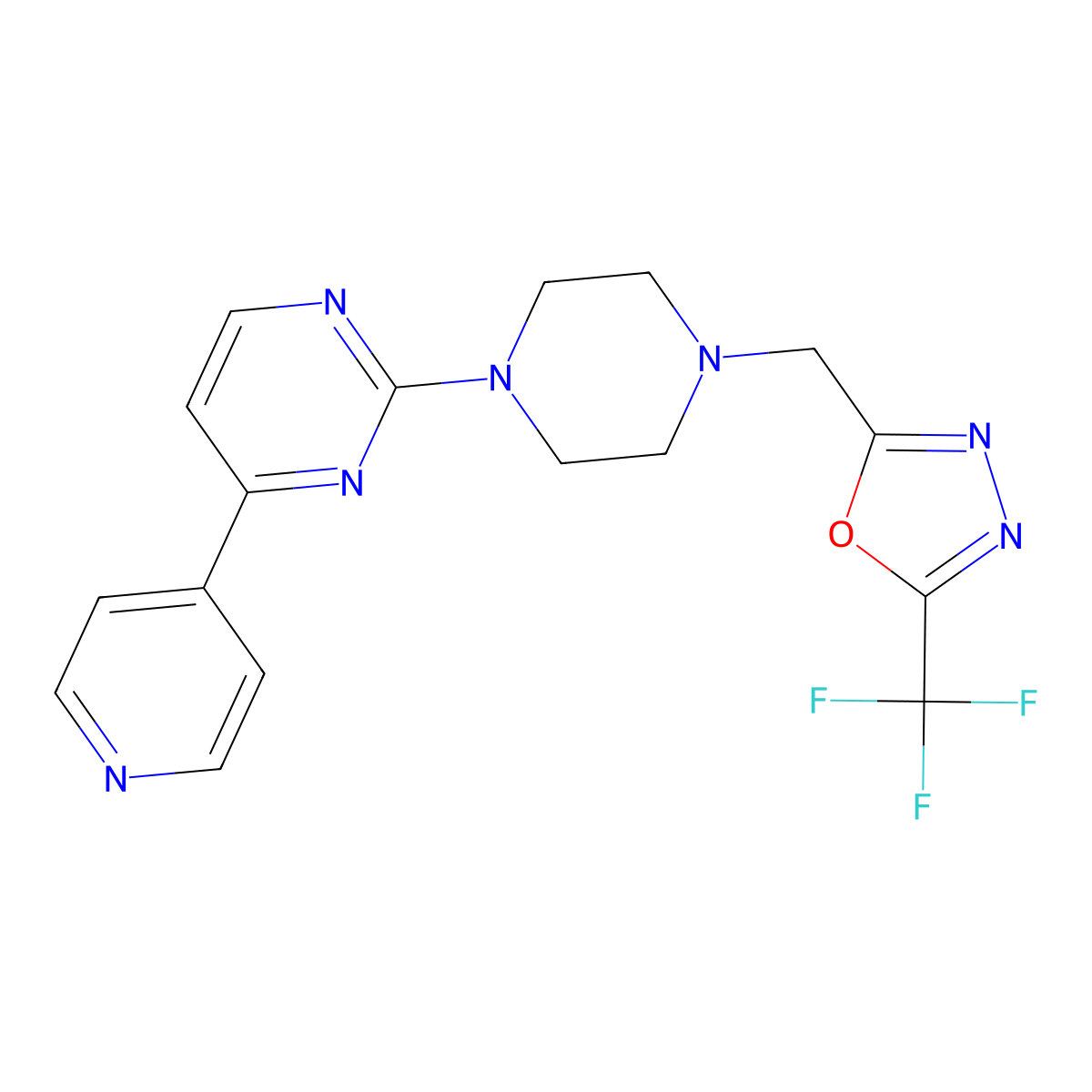 4-(Pyridin-4-yl)-2-(4-{[5-(trifluoromethyl)-1,3,4-oxadiazol-2-yl]methyl}piperazin-1-yl)pyrimidine molecular structure, CAS 2770623-46-4