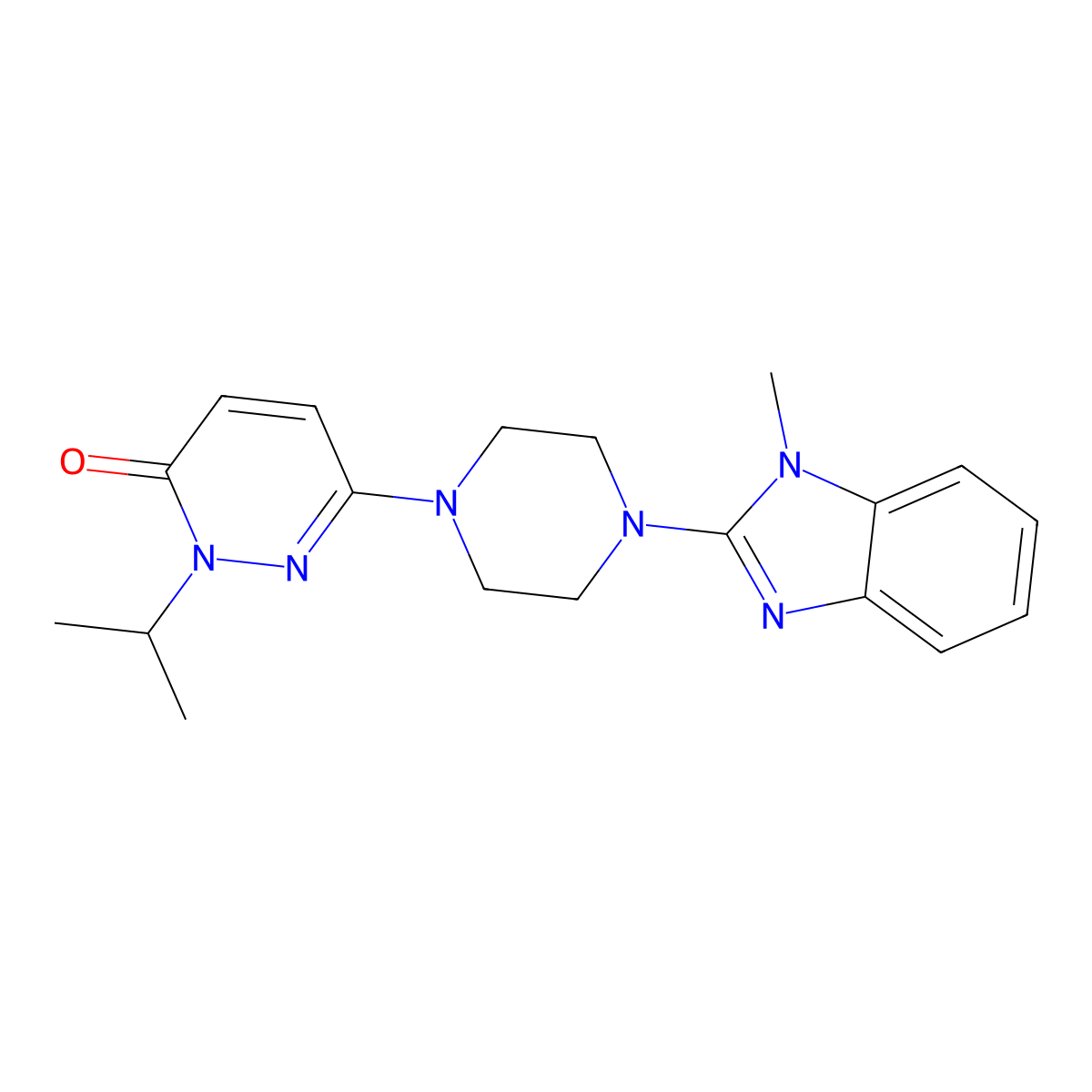 6-[4-(1-methyl-1H-1,3-benzodiazol-2-yl)piperazin-1-yl]-2-(propan-2-yl)-2,3-dihydropyridazin-3-one molecular structure, CAS 2770623-47-5