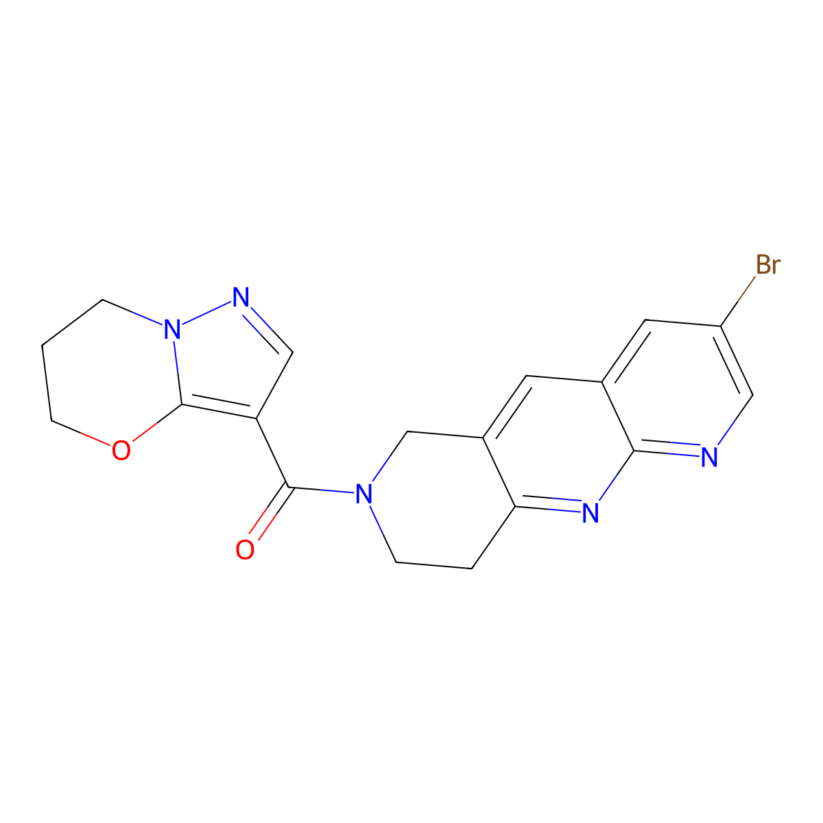 3-bromo-7-{5H,6H,7H-pyrazolo[3,2-b][1,3]oxazine-3-carbonyl}-6H,7H,8H,9H-pyrido[2,3-b]1,6-naphthyridine molecular structure, CAS 2770623-49-7