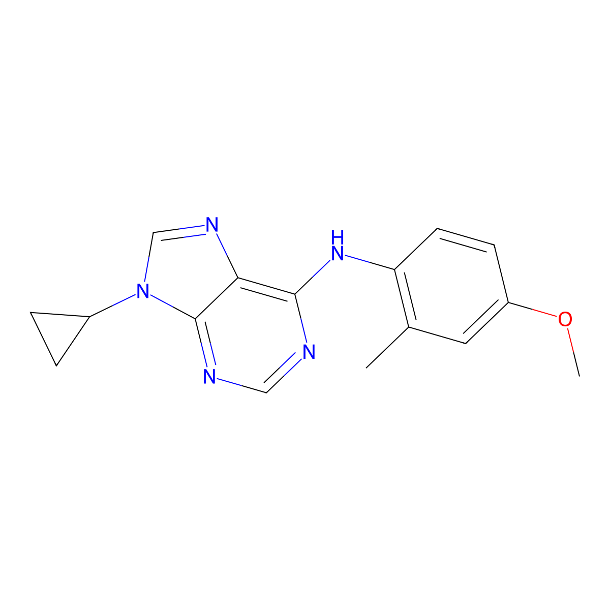 9-cyclopropyl-N-(4-methoxy-2-methylphenyl)-9H-purin-6-amine molecular structure, CAS 2770623-54-4