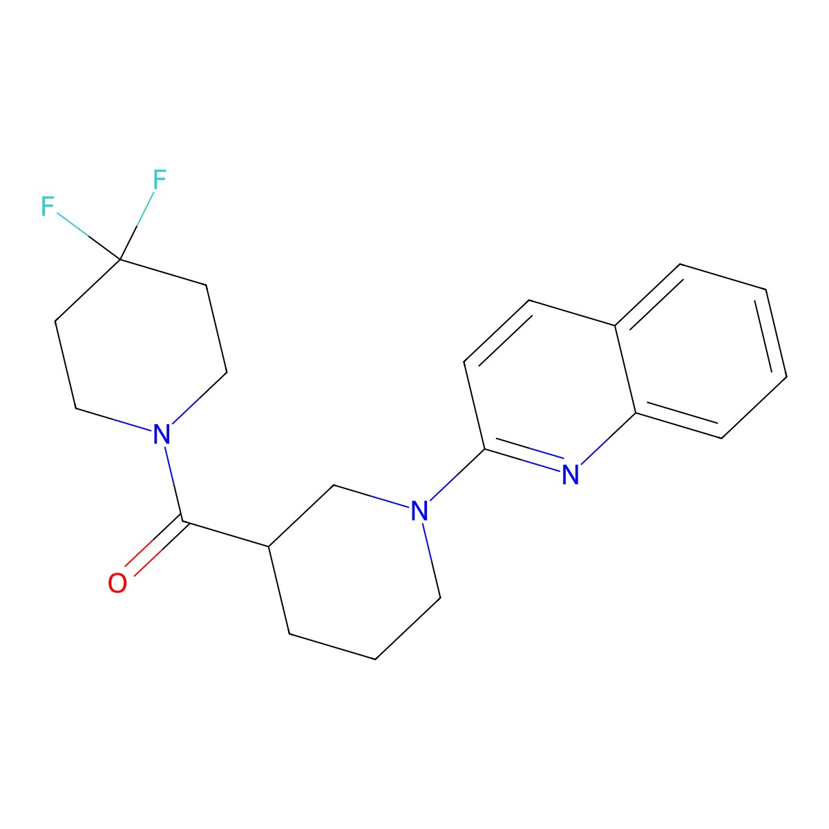 2-[3-(4,4-Difluoropiperidine-1-carbonyl)piperidin-1-yl]quinoline molecular structure, CAS 2770623-60-2