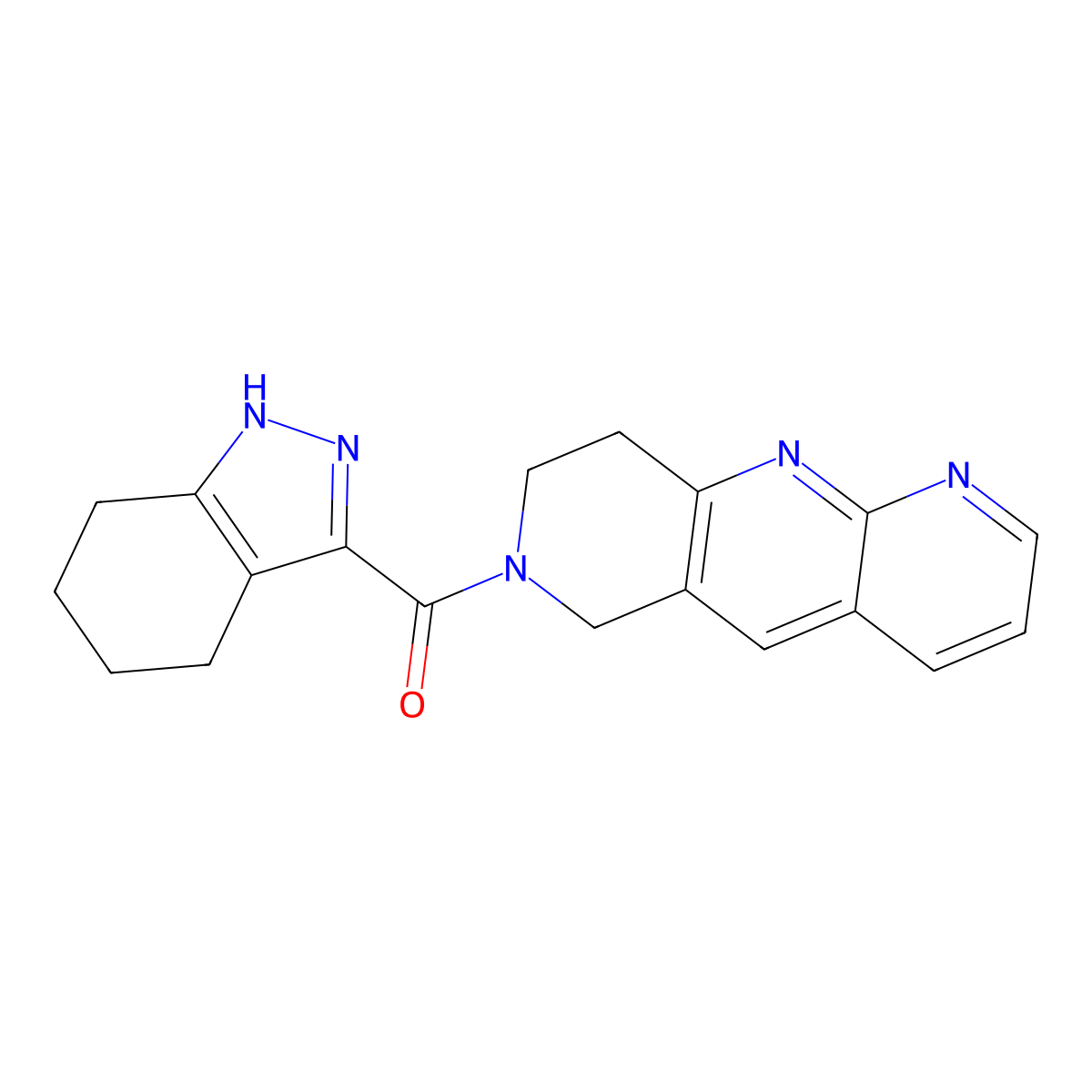 3-{6H,7H,8H,9H-pyrido[2,3-b]1,6-naphthyridine-7-carbonyl}-4,5,6,7-tetrahydro-1H-indazole molecular structure, CAS 2770623-63-5