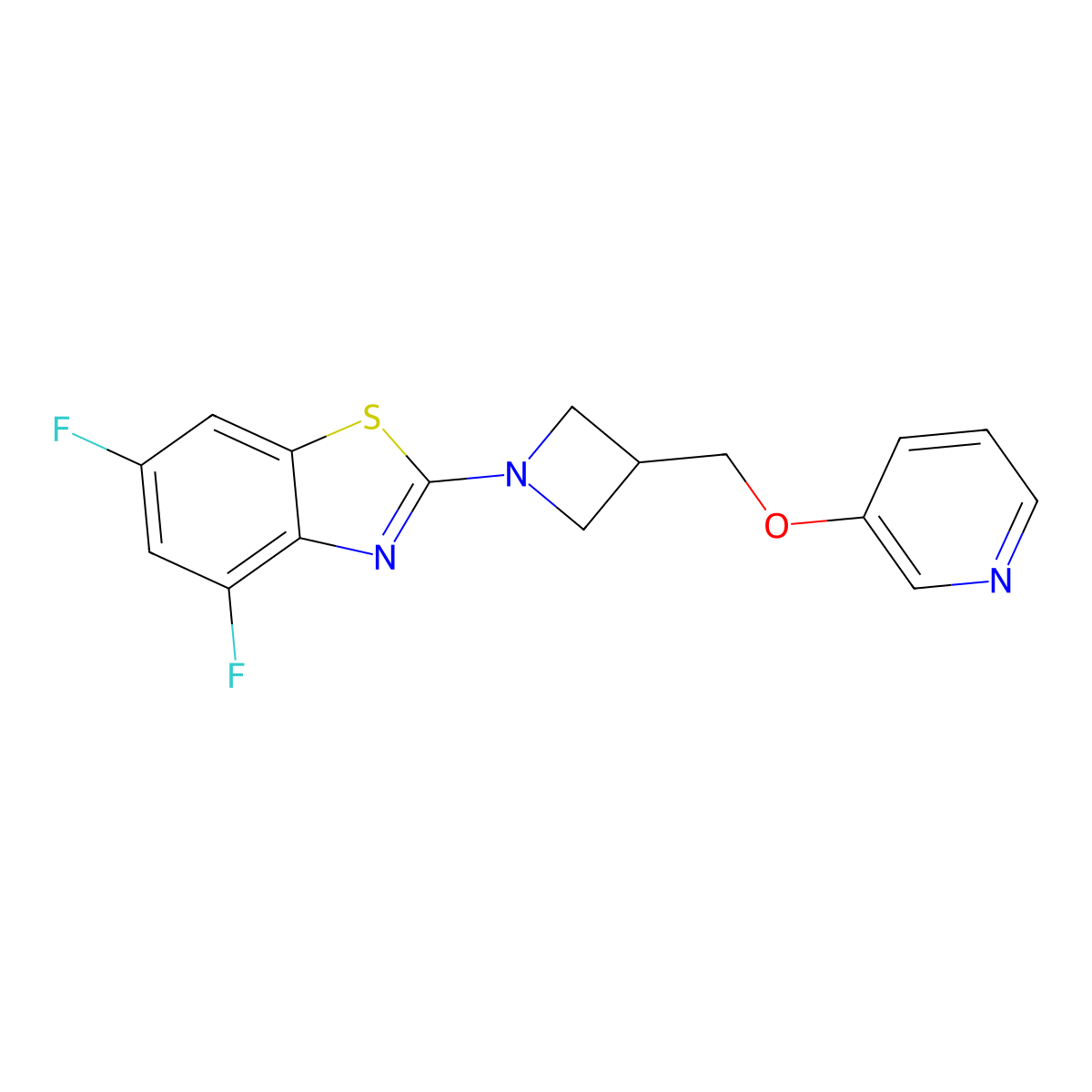 4,6-Difluoro-2-{3-[(pyridin-3-yloxy)methyl]azetidin-1-yl}-1,3-benzothiazole molecular structure, CAS 2770623-68-0