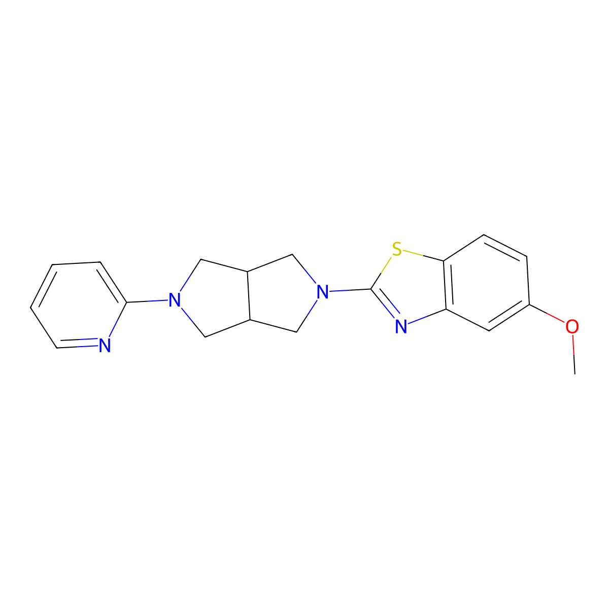 5-Methoxy-2-[5-(pyridin-2-yl)-octahydropyrrolo[3,4-c]pyrrol-2-yl]-1,3-benzothiazole molecular structure, CAS 2770623-75-9