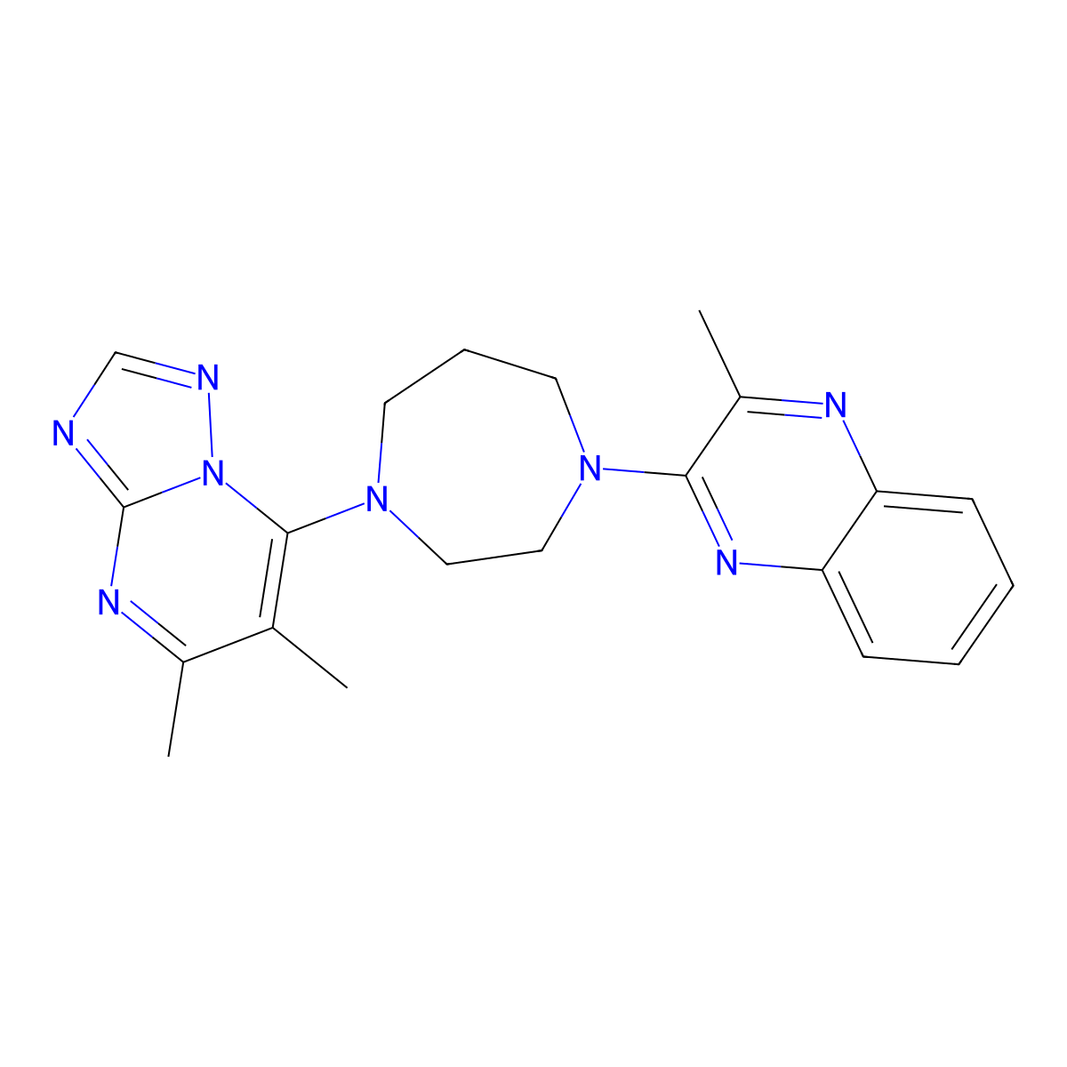 2-(4-{5,6-Dimethyl-[1,2,4]triazolo[1,5-a]pyrimidin-7-yl}-1,4-diazepan-1-yl)-3-methylquinoxaline molecular structure, CAS 2770623-77-1