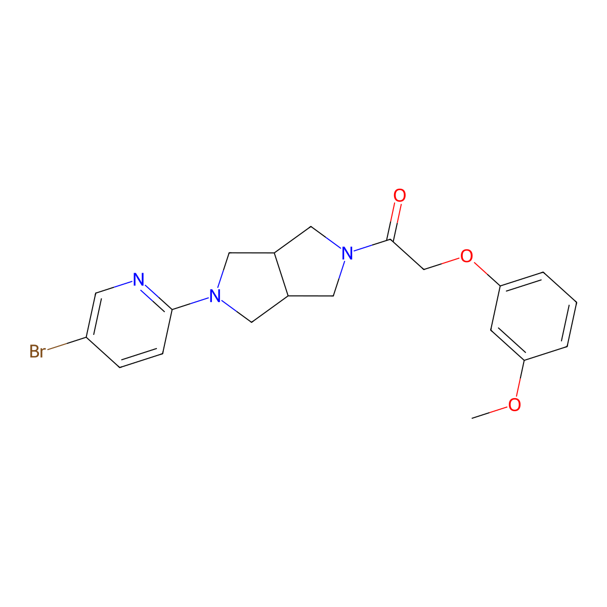 1-[5-(5-Bromopyridin-2-yl)-octahydropyrrolo[3,4-c]pyrrol-2-yl]-2-(3-methoxyphenoxy)ethan-1-one molecular structure, CAS 2770623-81-7