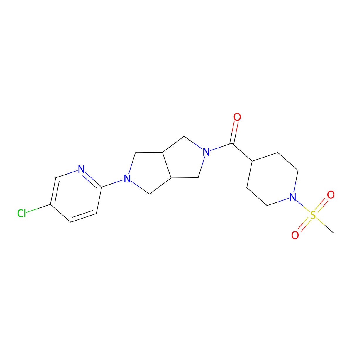 5-Chloro-2-[5-(1-methanesulfonylpiperidine-4-carbonyl)-octahydropyrrolo[3,4-c]pyrrol-2-yl]pyridine molecular structure, CAS 2770623-85-1