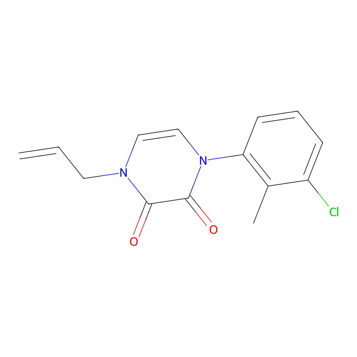 1-(3-Chloro-2-methylphenyl)-4-(prop-2-en-1-yl)-1,2,3,4-tetrahydropyrazine-2,3-dione molecular structure, CAS 2770623-86-2