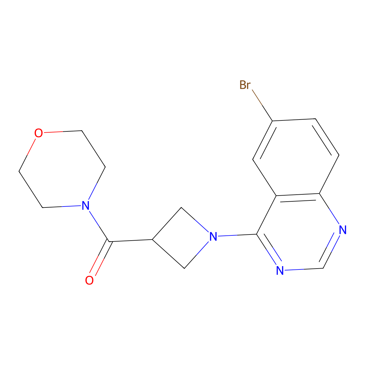 6-Bromo-4-[3-(morpholine-4-carbonyl)azetidin-1-yl]quinazoline molecular structure, CAS 2770623-87-3
