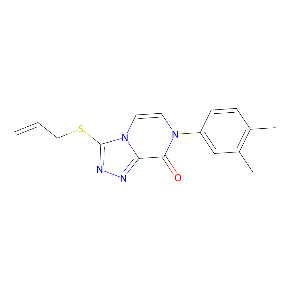 7-(3,4-dimethylphenyl)-3-(prop-2-en-1-ylsulfanyl)-7H,8H-[1,2,4]triazolo[4,3-a]pyrazin-8-one molecular structure, CAS 2770623-91-9