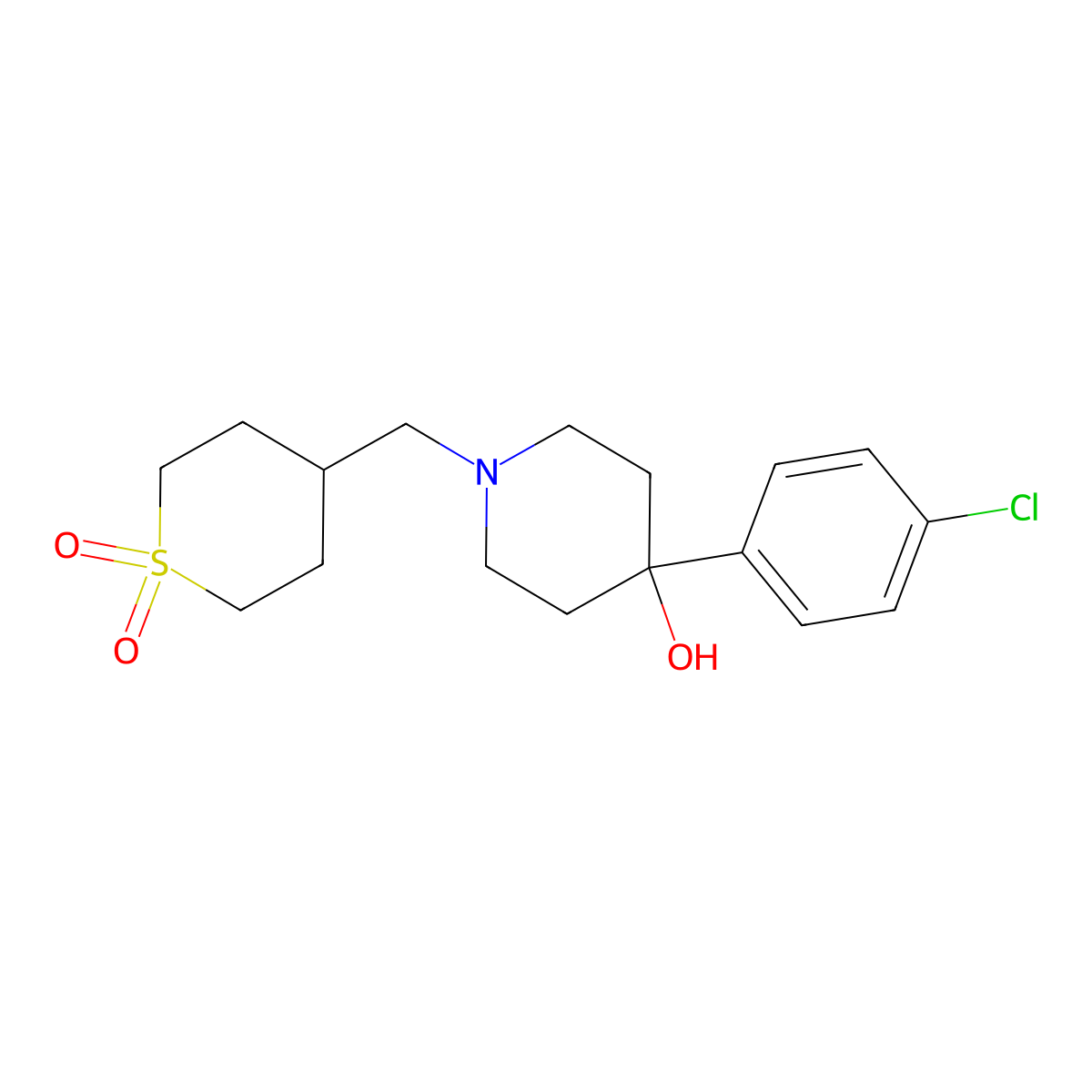 4-(4-Chlorophenyl)-1-[(1,1-dioxothian-4-yl)methyl]piperidin-4-ol molecular structure, CAS 2770623-94-2