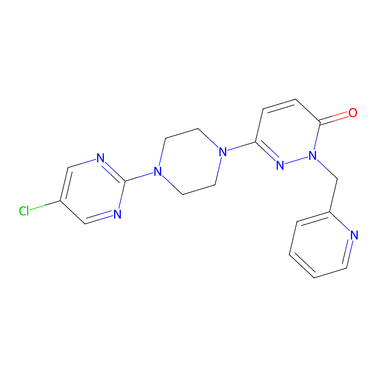 6-[4-(5-Chloropyrimidin-2-yl)piperazin-1-yl]-2-[(pyridin-2-yl)methyl]-2,3-dihydropyridazin-3-one molecular structure, CAS 2770623-95-3