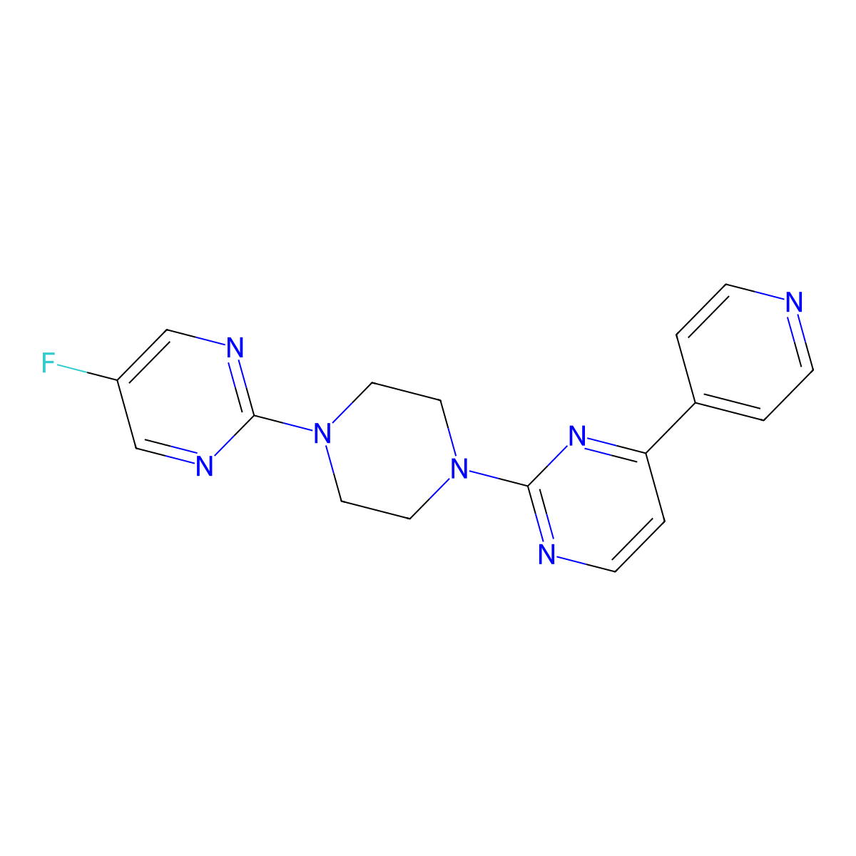 2-[4-(5-Fluoropyrimidin-2-yl)piperazin-1-yl]-4-(pyridin-4-yl)pyrimidine molecular structure, CAS 2770623-97-5