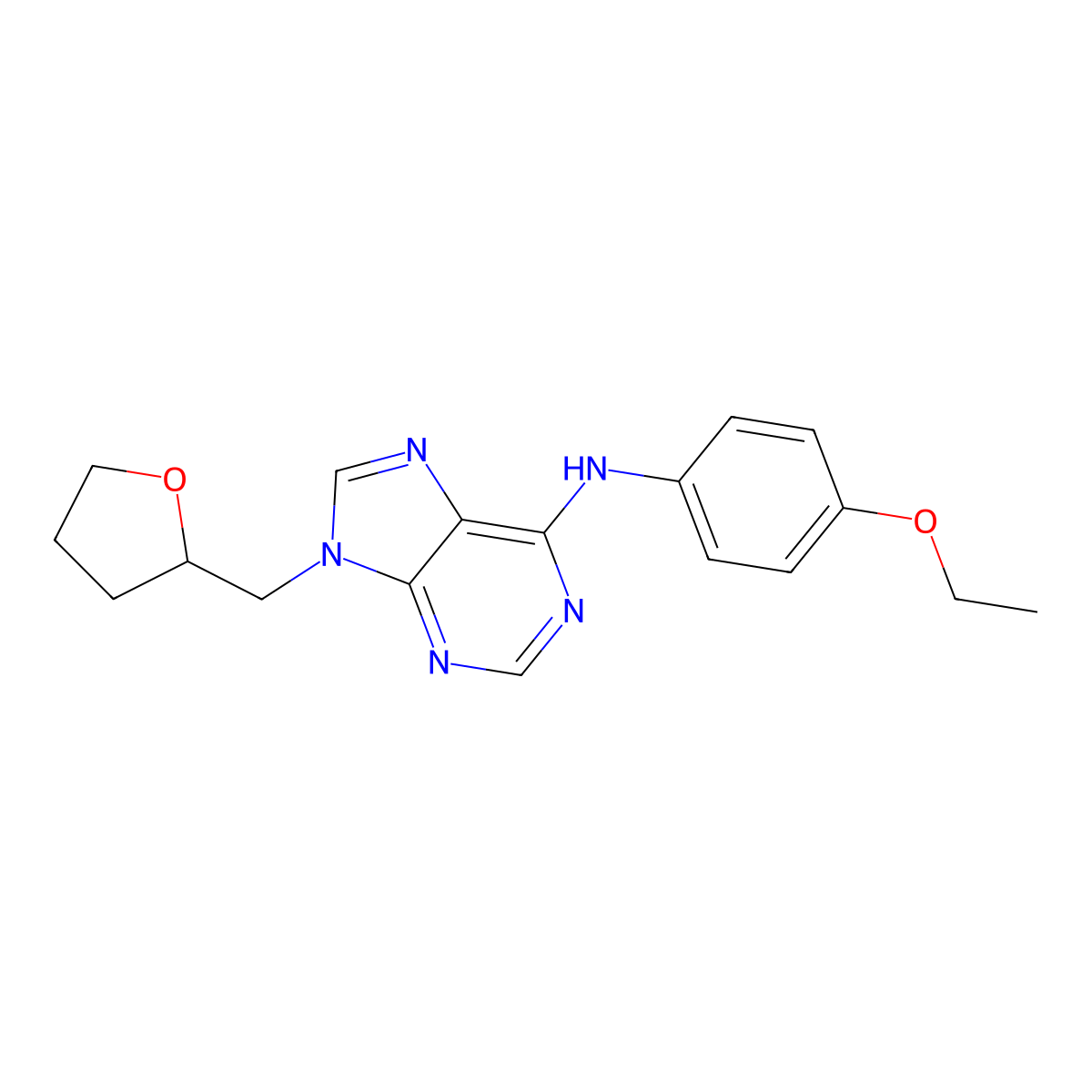 N-(4-ethoxyphenyl)-9-[(oxolan-2-yl)methyl]-9H-purin-6-amine molecular structure, CAS 2770624-08-1