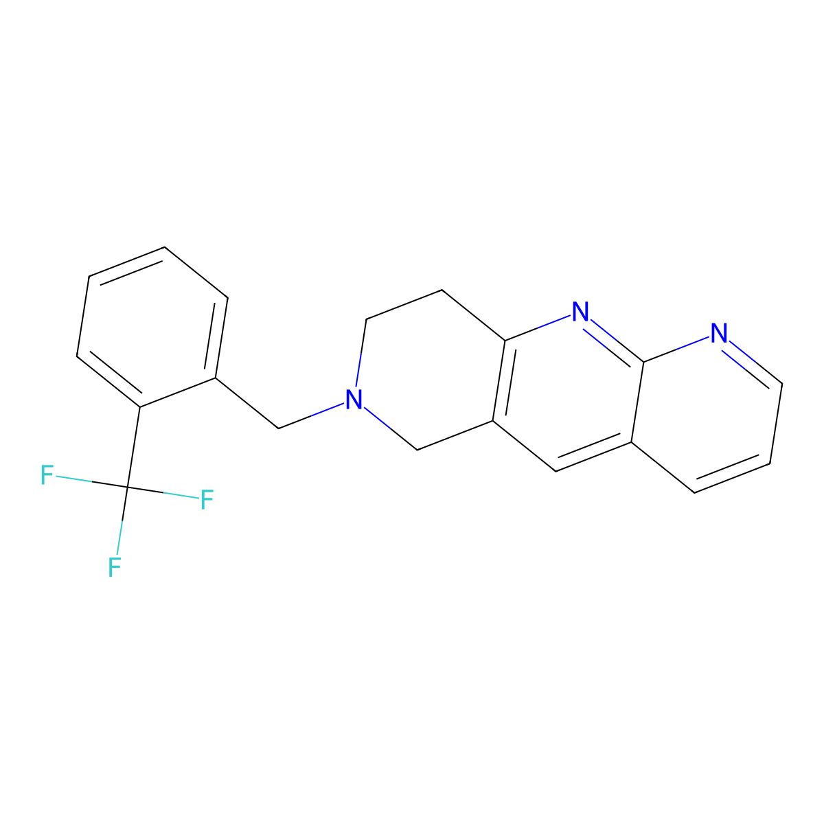 7-{[2-(trifluoromethyl)phenyl]methyl}-6H,7H,8H,9H-pyrido[2,3-b]1,6-naphthyridine molecular structure, CAS 2770624-10-5