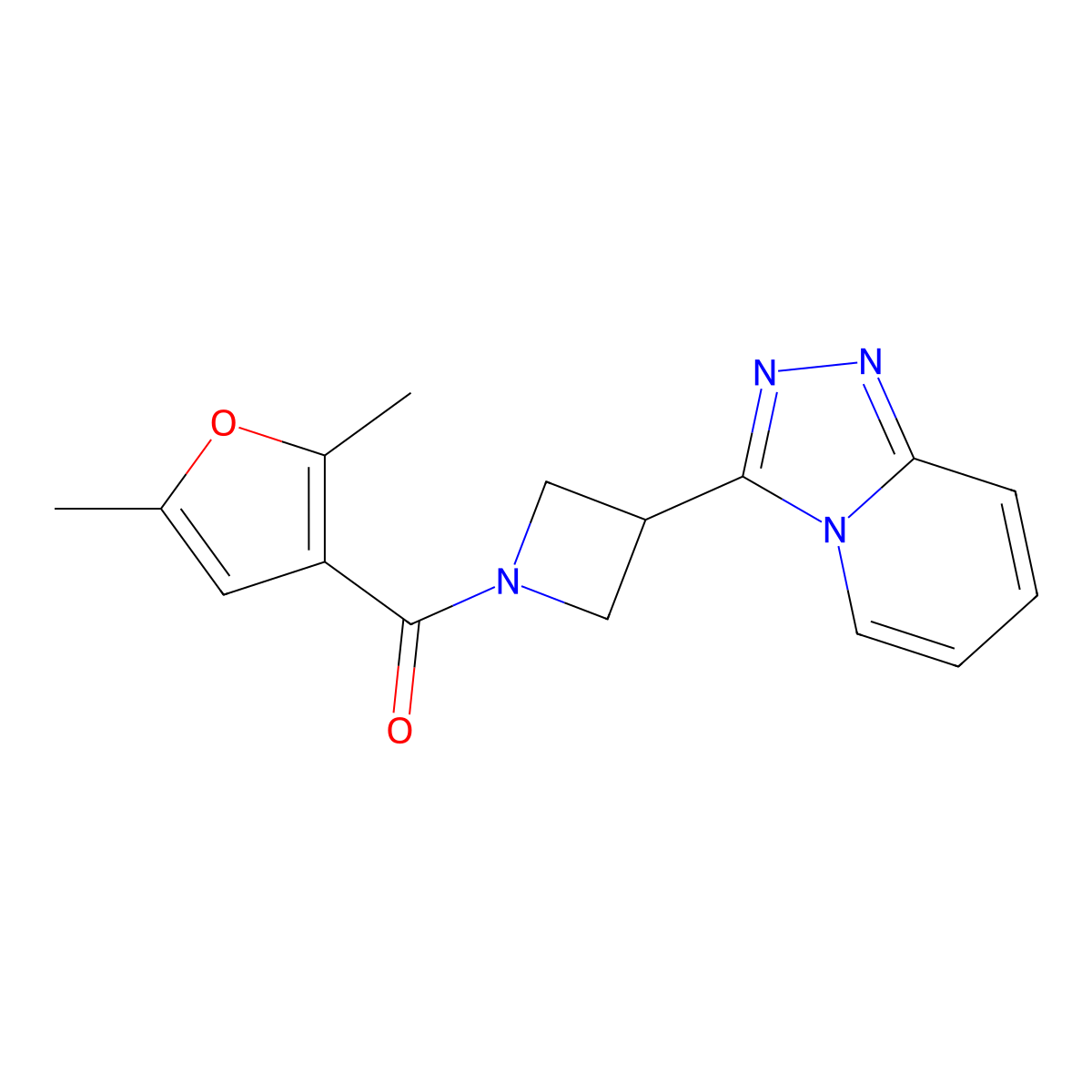 1-(2,5-Dimethylfuran-3-carbonyl)-3-{[1,2,4]triazolo[4,3-a]pyridin-3-yl}azetidine molecular structure, CAS 2770624-13-8