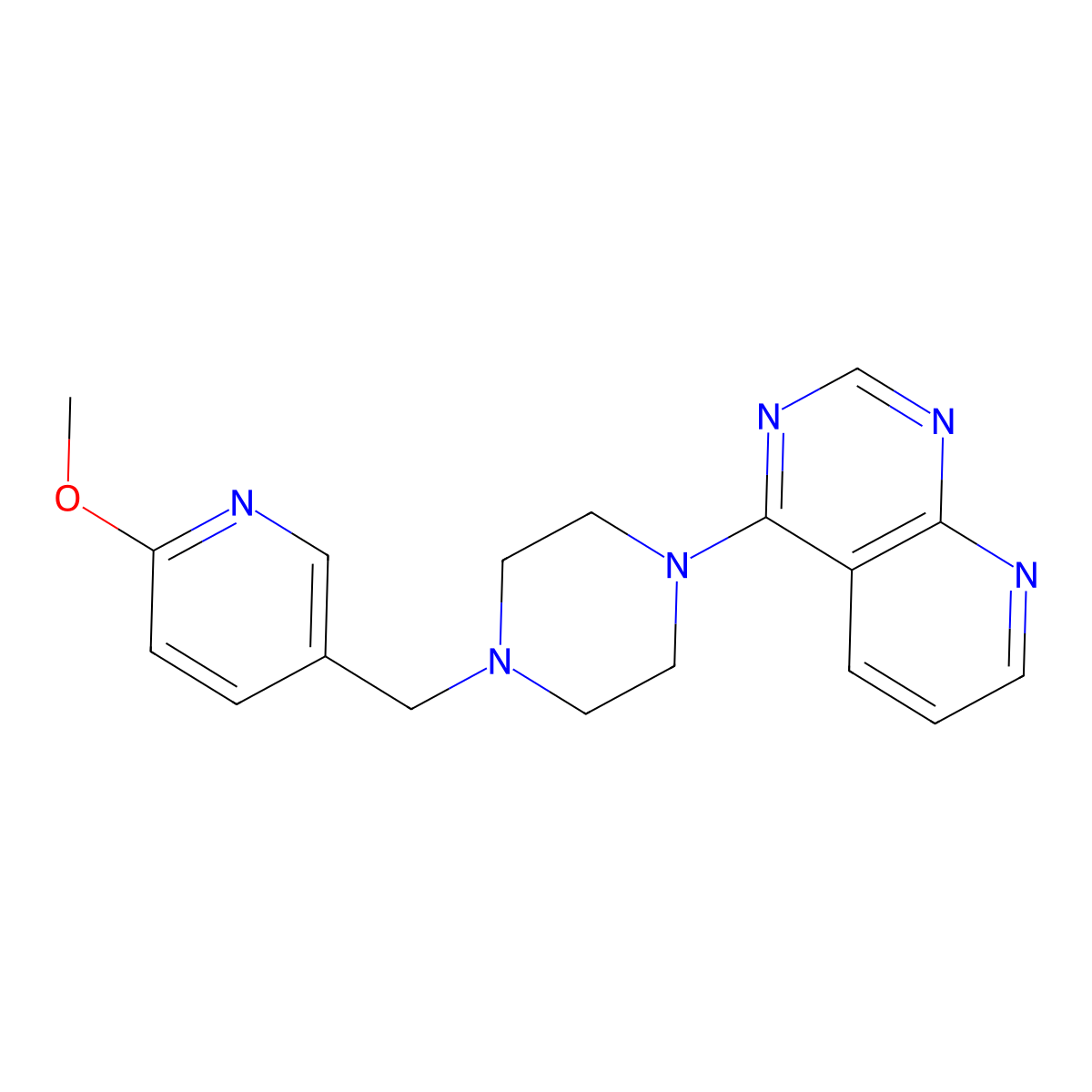 1-[(6-Methoxypyridin-3-yl)methyl]-4-{pyrido[2,3-d]pyrimidin-4-yl}piperazine molecular structure, CAS 2770624-17-2