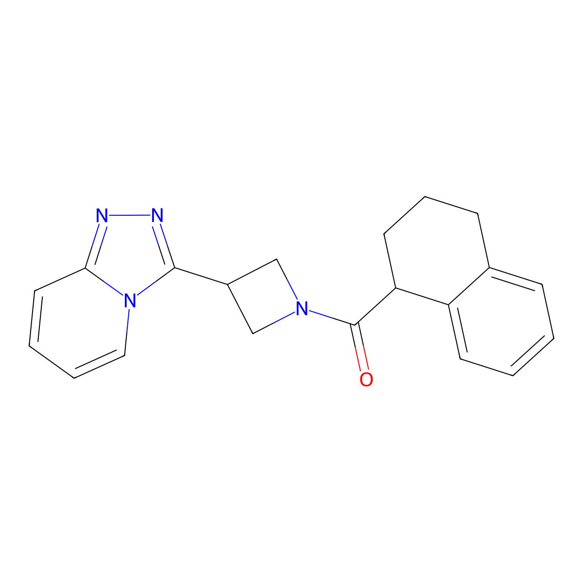 1-(1,2,3,4-Tetrahydronaphthalene-1-carbonyl)-3-{[1,2,4]triazolo[4,3-a]pyridin-3-yl}azetidine molecular structure, CAS 2770624-22-9