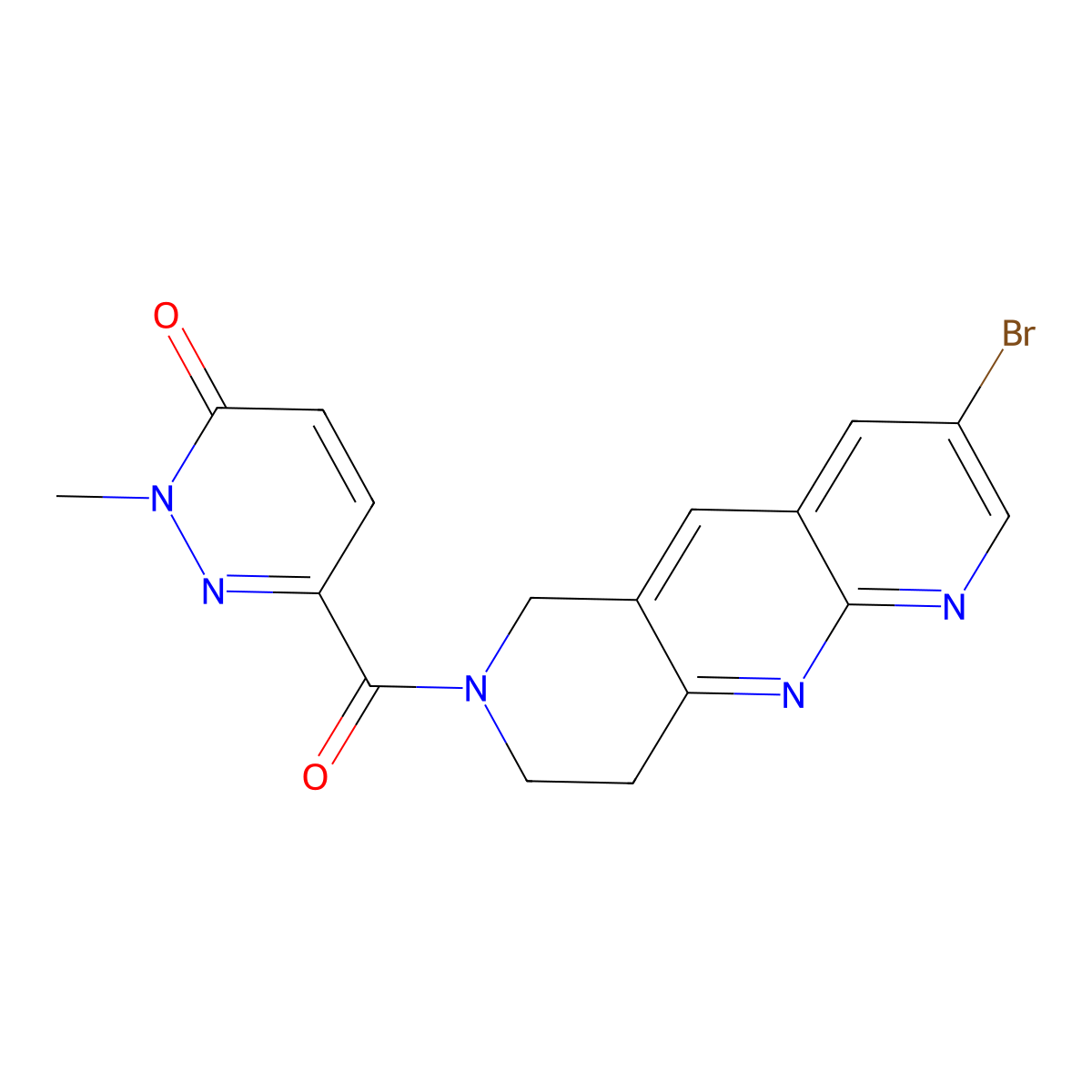 6-{3-bromo-6H,7H,8H,9H-pyrido[2,3-b]1,6-naphthyridine-7-carbonyl}-2-methyl-2,3-dihydropyridazin-3-one molecular structure, CAS 2770624-26-3