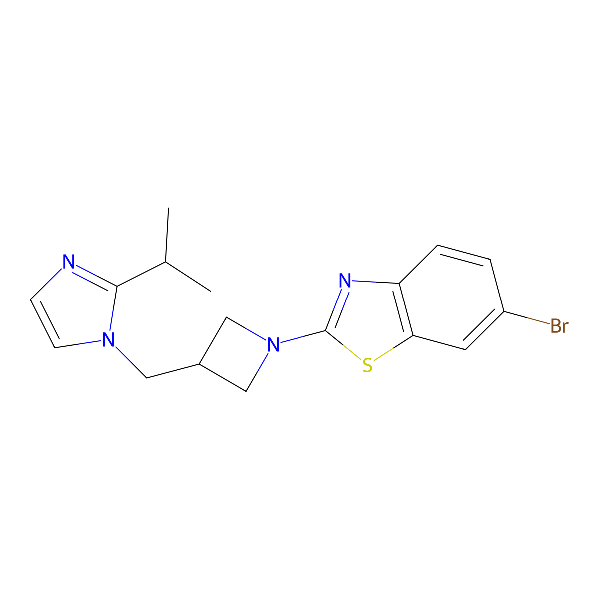 6-bromo-2-(3-{[2-(propan-2-yl)-1H-imidazol-1-yl]methyl}azetidin-1-yl)-1,3-benzothiazole molecular structure, CAS 2770624-27-4