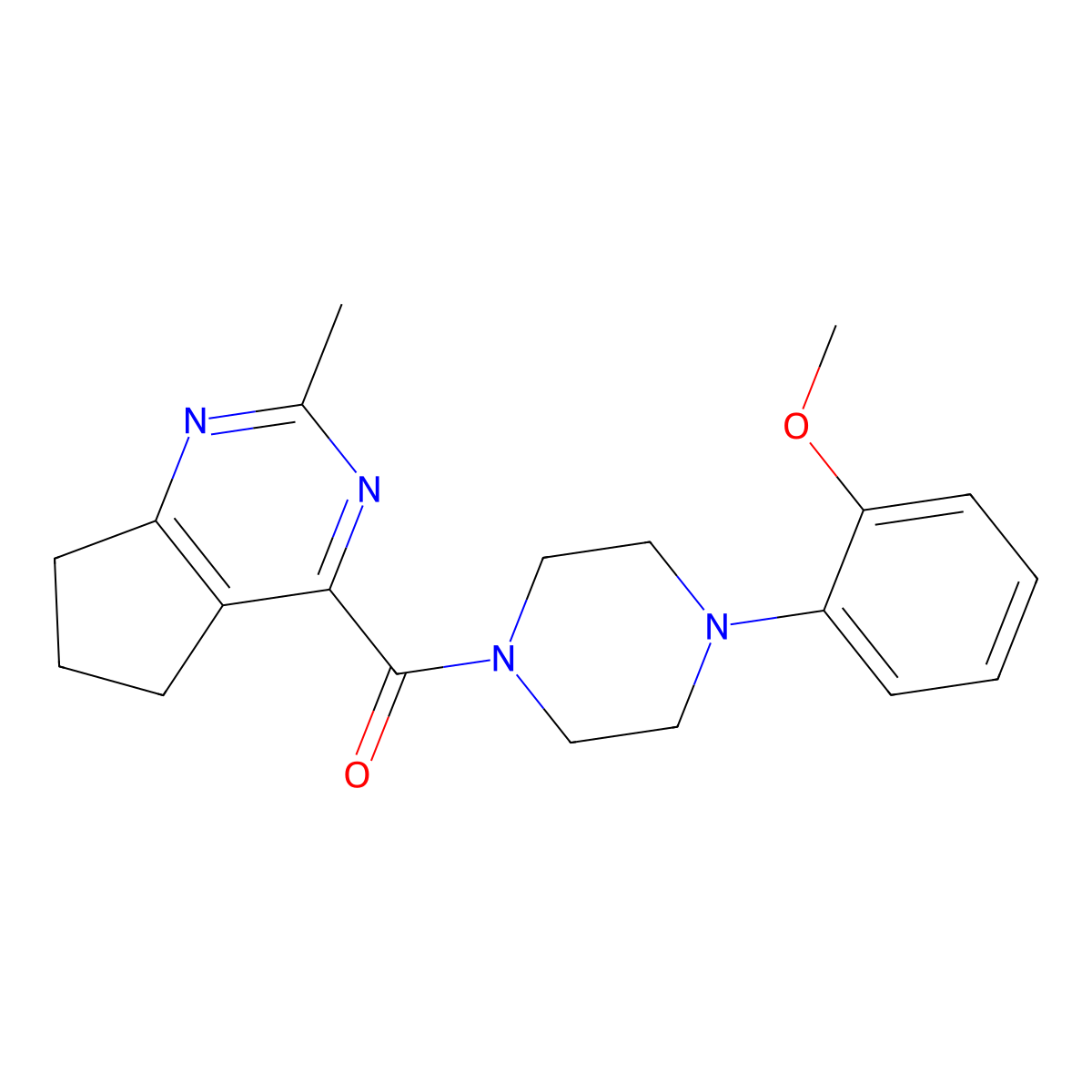 1-(2-methoxyphenyl)-4-{2-methyl-5H,6H,7H-cyclopenta[d]pyrimidine-4-carbonyl}piperazine molecular structure, CAS 2770624-28-5