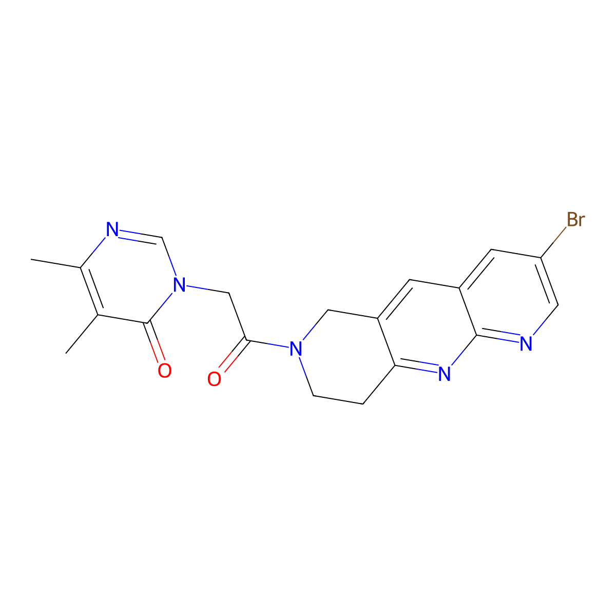 3-(2-{3-bromo-6H,7H,8H,9H-pyrido[2,3-b]1,6-naphthyridin-7-yl}-2-oxoethyl)-5,6-dimethyl-3,4-dihydropyrimidin-4-one molecular structure, CAS 2770624-31-0