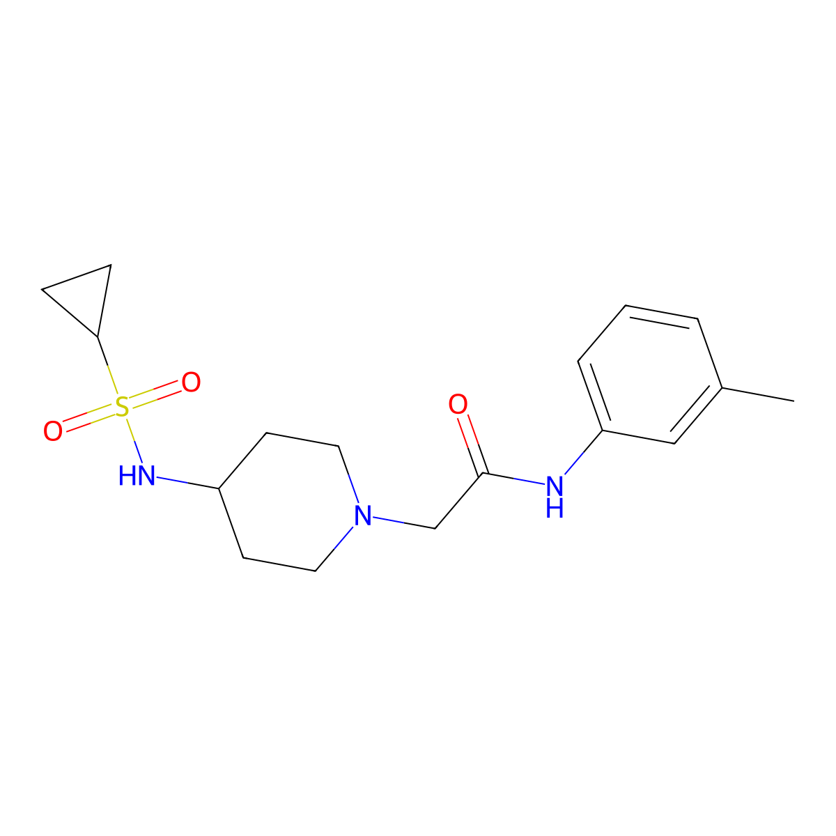2-(4-cyclopropanesulfonamidopiperidin-1-yl)-N-(3-methylphenyl)acetamide molecular structure, CAS 2770624-34-3