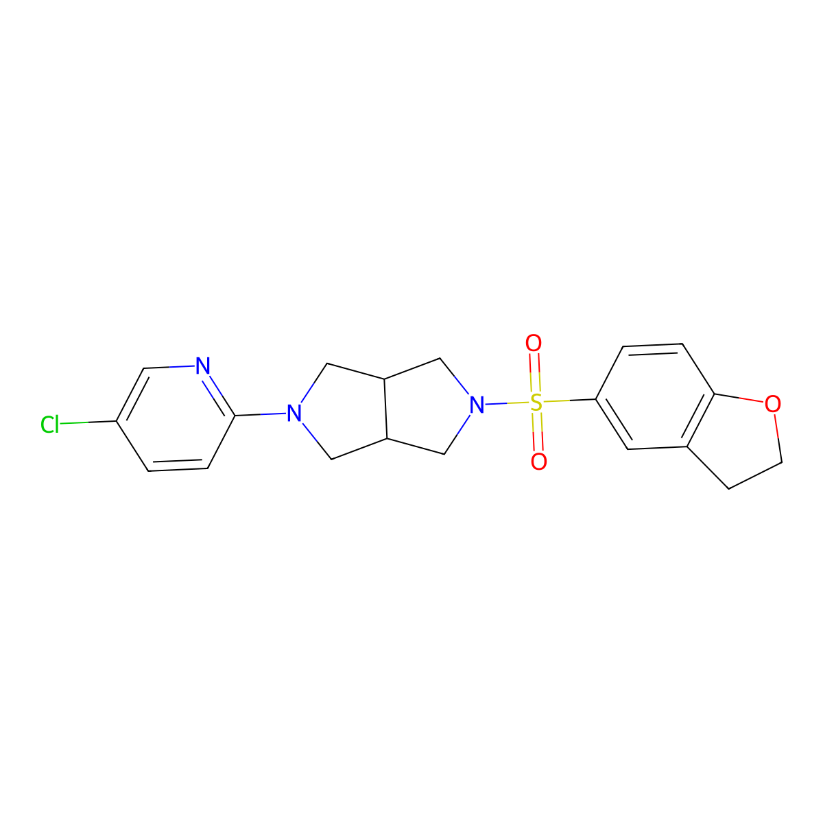 5-Chloro-2-[5-(2,3-dihydro-1-benzofuran-5-sulfonyl)-octahydropyrrolo[3,4-c]pyrrol-2-yl]pyridine molecular structure, CAS 2770624-35-4