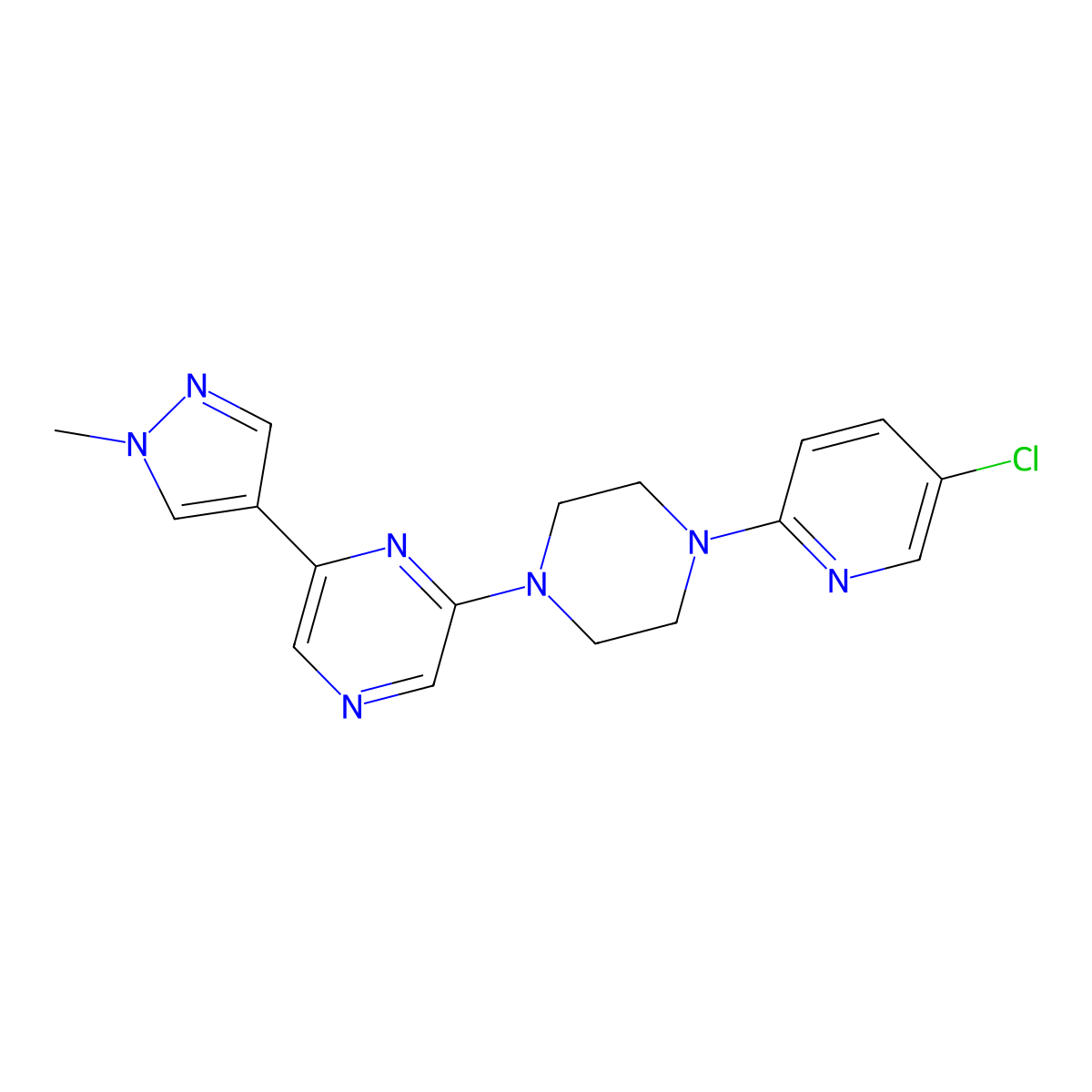2-[4-(5-chloropyridin-2-yl)piperazin-1-yl]-6-(1-methyl-1H-pyrazol-4-yl)pyrazine molecular structure, CAS 2770624-40-1