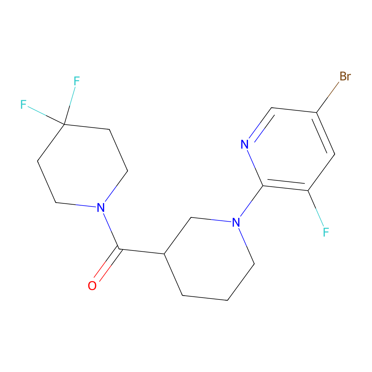 5-Bromo-2-[3-(4,4-difluoropiperidine-1-carbonyl)piperidin-1-yl]-3-fluoropyridine molecular structure, CAS 2770624-44-5