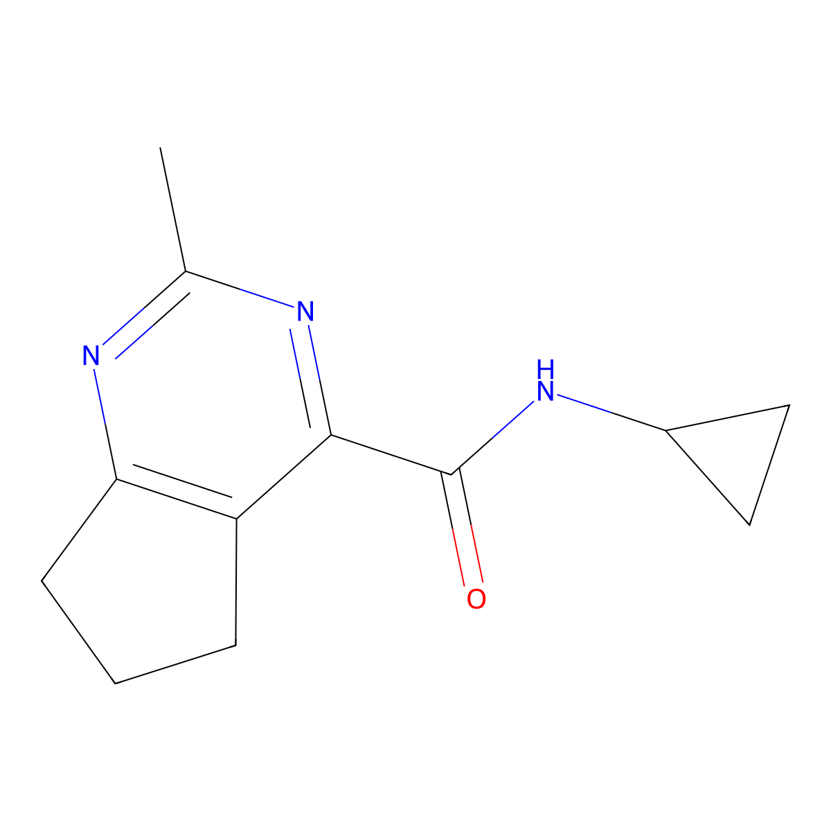 N-cyclopropyl-2-methyl-5H,6H,7H-cyclopenta[d]pyrimidine-4-carboxamide molecular structure, CAS 2770624-45-6