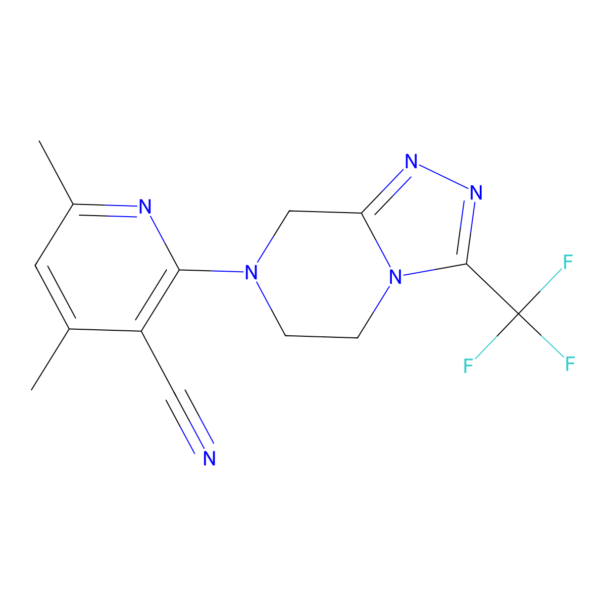 4,6-dimethyl-2-[3-(trifluoromethyl)-5H,6H,7H,8H-[1,2,4]triazolo[4,3-a]pyrazin-7-yl]pyridine-3-carbonitrile molecular structure, CAS 2770624-48-9