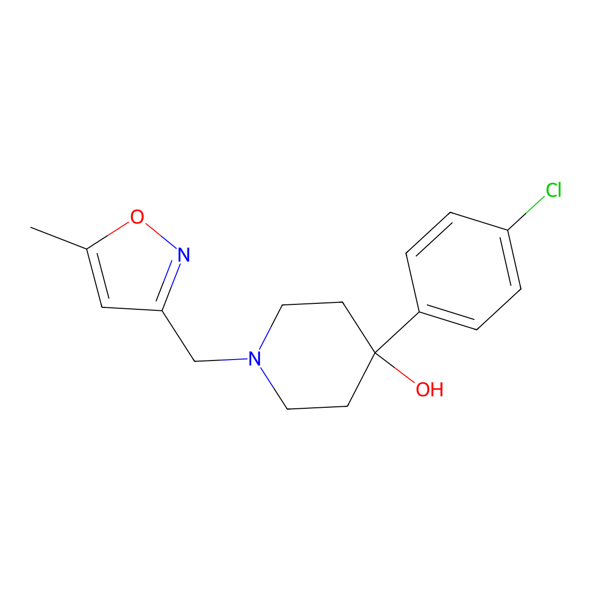 4-(4-Chlorophenyl)-1-[(5-methyl-1,2-oxazol-3-yl)methyl]piperidin-4-ol molecular structure, CAS 2770624-56-9