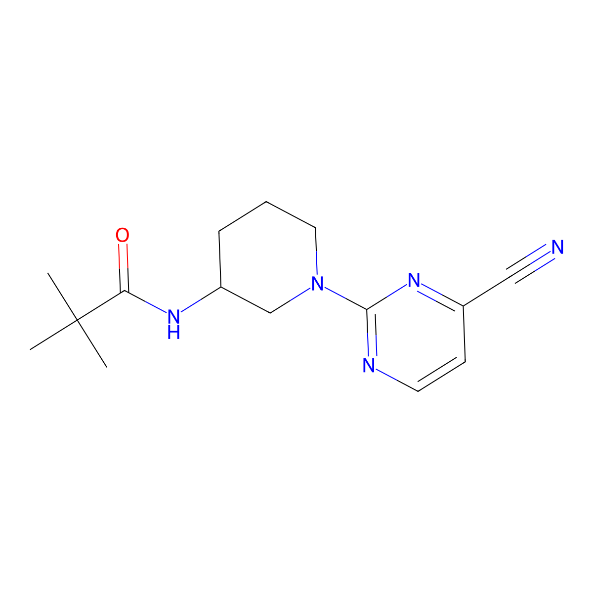 N-[1-(4-cyanopyrimidin-2-yl)piperidin-3-yl]-2,2-dimethylpropanamide molecular structure, CAS 2770624-59-2