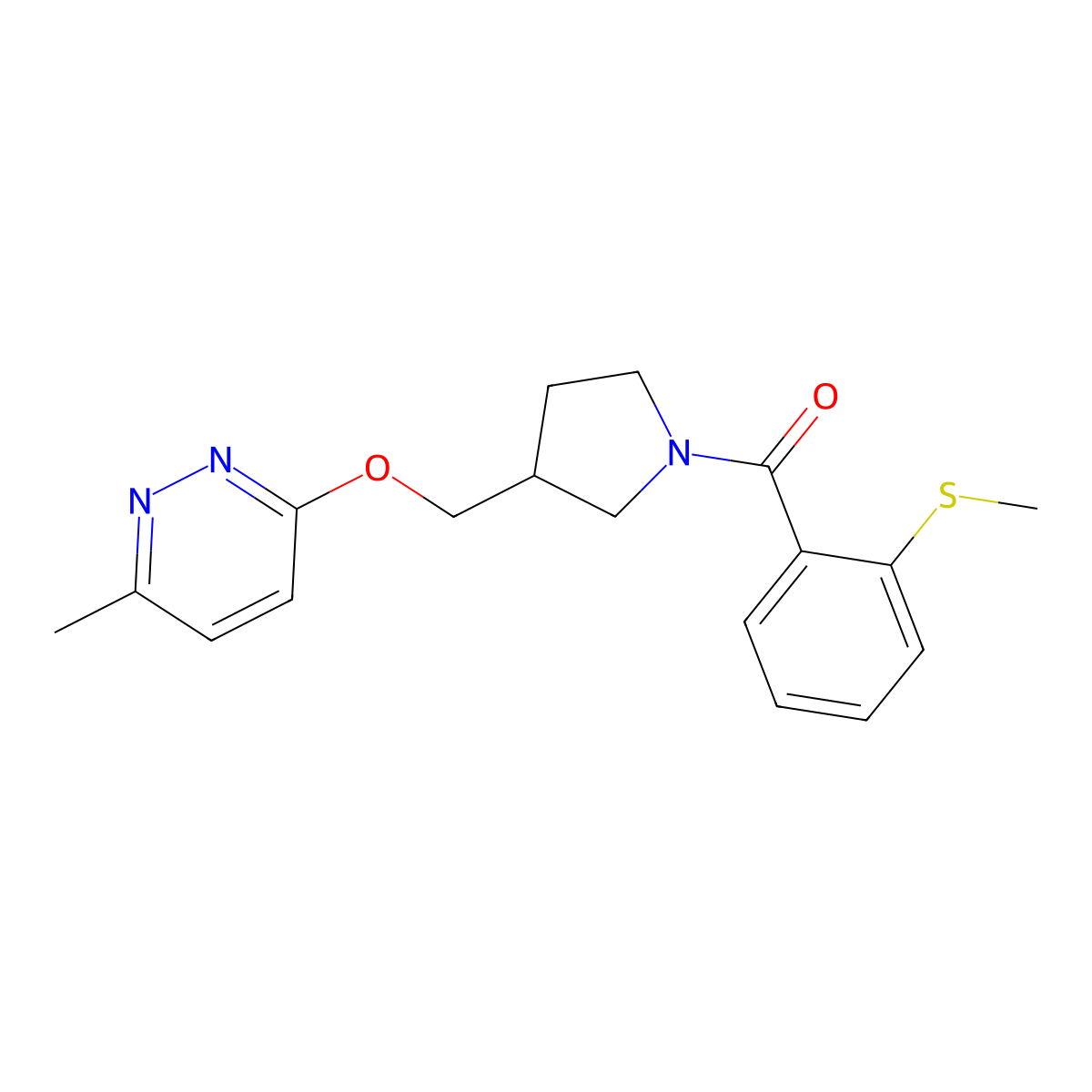 3-Methyl-6-({1-[2-(methylsulfanyl)benzoyl]pyrrolidin-3-yl}methoxy)pyridazine molecular structure, CAS 2770624-63-8