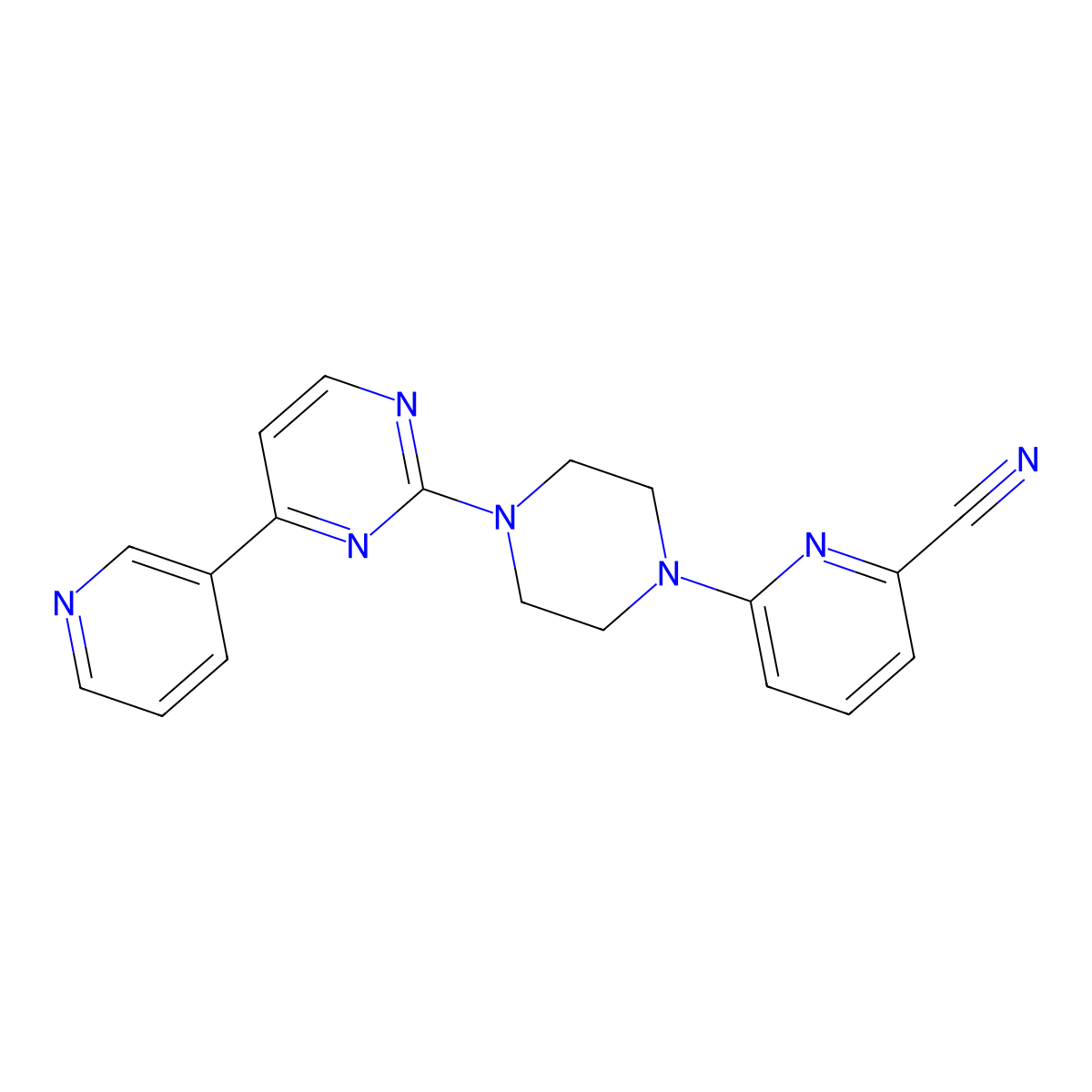 6-{4-[4-(Pyridin-3-yl)pyrimidin-2-yl]piperazin-1-yl}pyridine-2-carbonitrile molecular structure, CAS 2770624-67-2