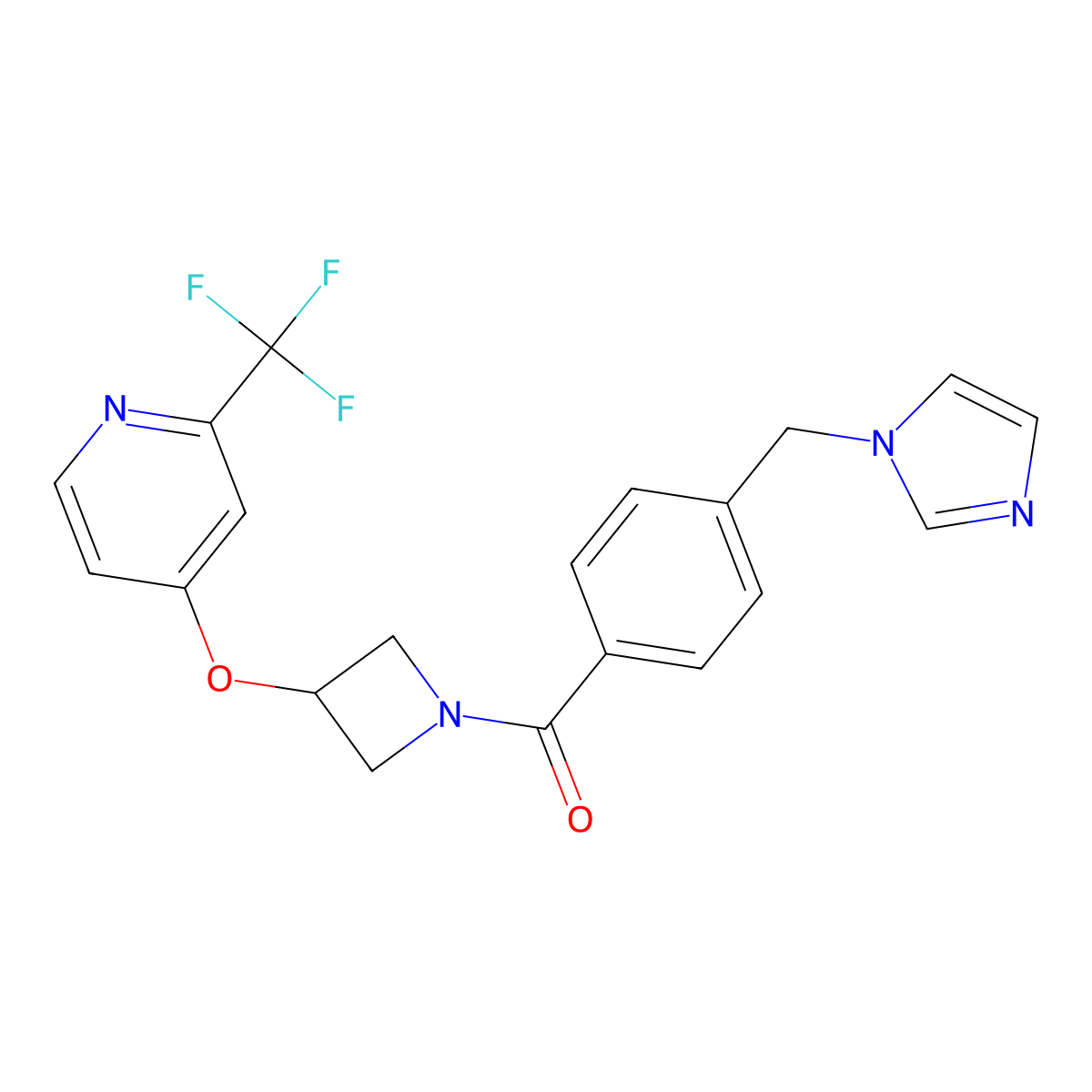 4-[(1-{4-[(1H-imidazol-1-yl)methyl]benzoyl}azetidin-3-yl)oxy]-2-(trifluoromethyl)pyridine molecular structure, CAS 2770624-68-3