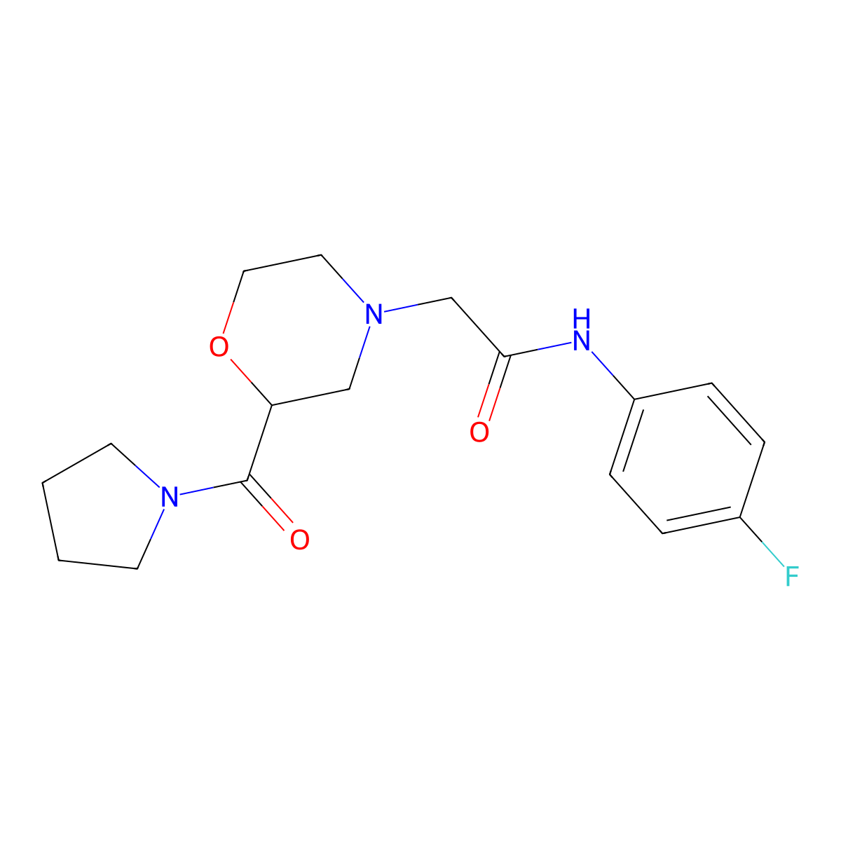 N-(4-fluorophenyl)-2-[2-(pyrrolidine-1-carbonyl)morpholin-4-yl]acetamide molecular structure, CAS 2770624-76-3